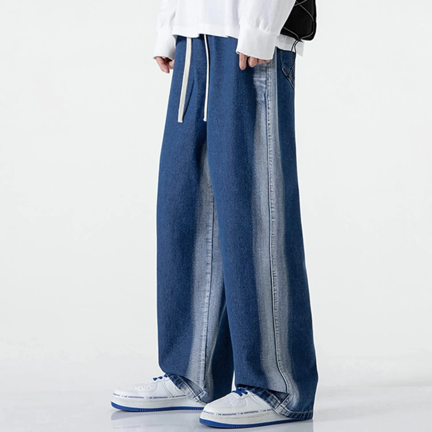 MIDOO Mens Jeans Relaxed Fit Casual Drawstring Comfort Flex Waist Denim Pants Straight Leg Fashion Skinny Jeans Trousers