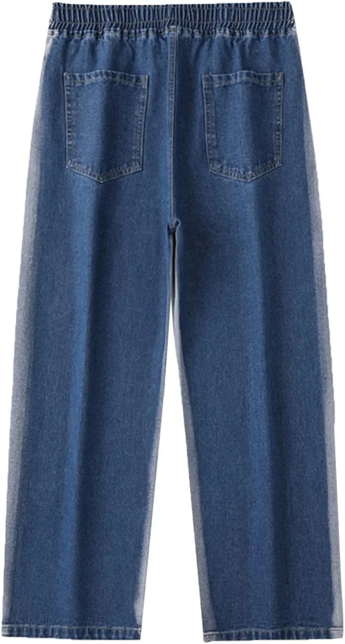 MIDOO Mens Jeans Relaxed Fit Casual Drawstring Comfort Flex Waist Denim Pants Straight Leg Fashion Skinny Jeans Trousers