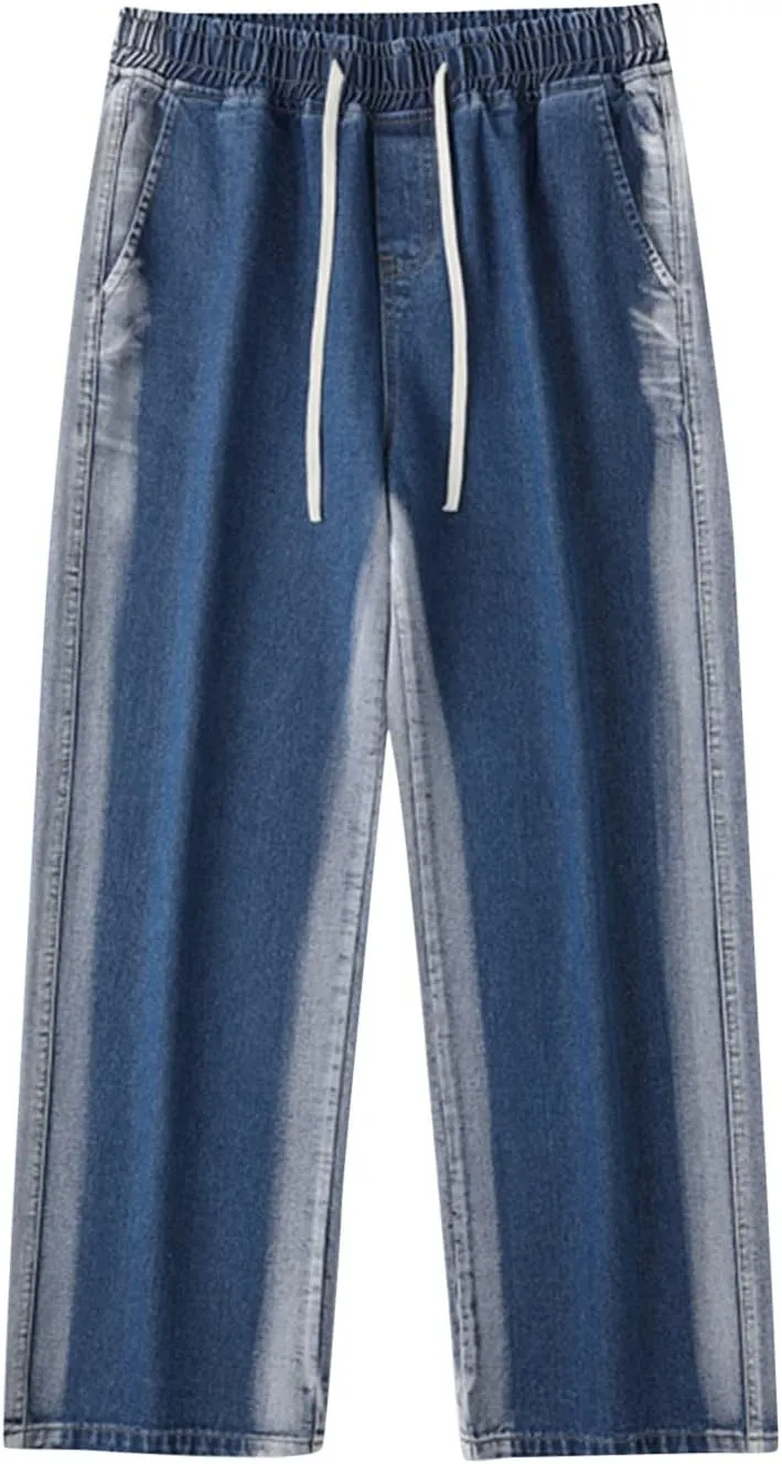 MIDOO Mens Jeans Relaxed Fit Casual Drawstring Comfort Flex Waist Denim Pants Straight Leg Fashion Skinny Jeans Trousers
