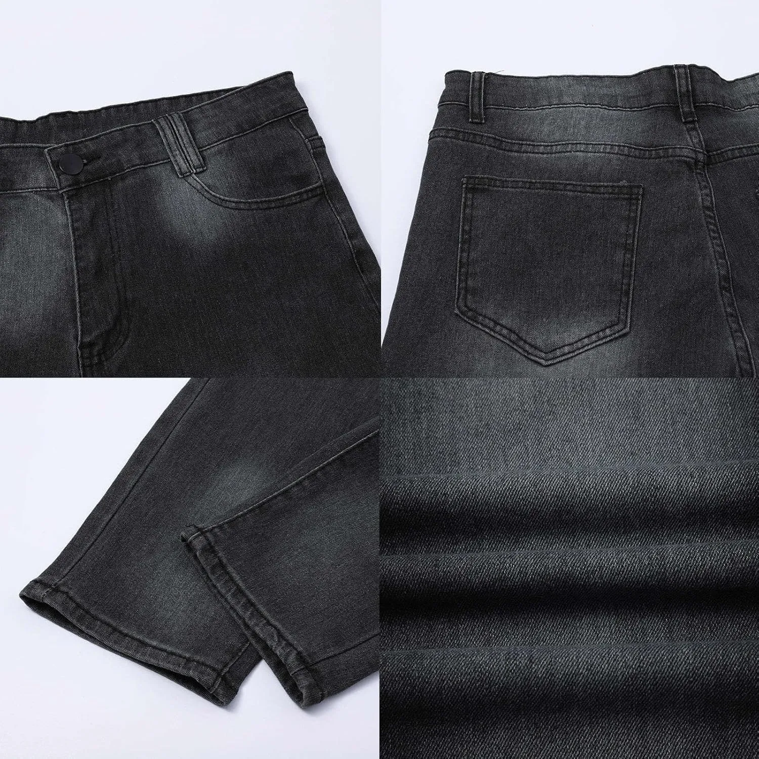 MIDOO Mens Jeans Slim Fit Straight Leg Casual Comfort Flex Waist Denim Pants Tapered Leg Fashion Skinny Jeans Trousers
