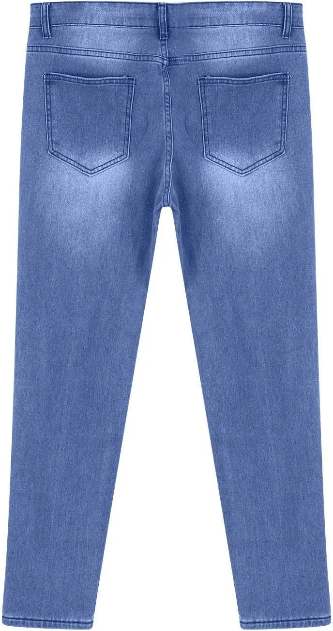 MIDOO Mens Jeans Slim Fit Straight Leg Casual Comfort Flex Waist Denim Pants Tapered Leg Fashion Skinny Jeans Trousers