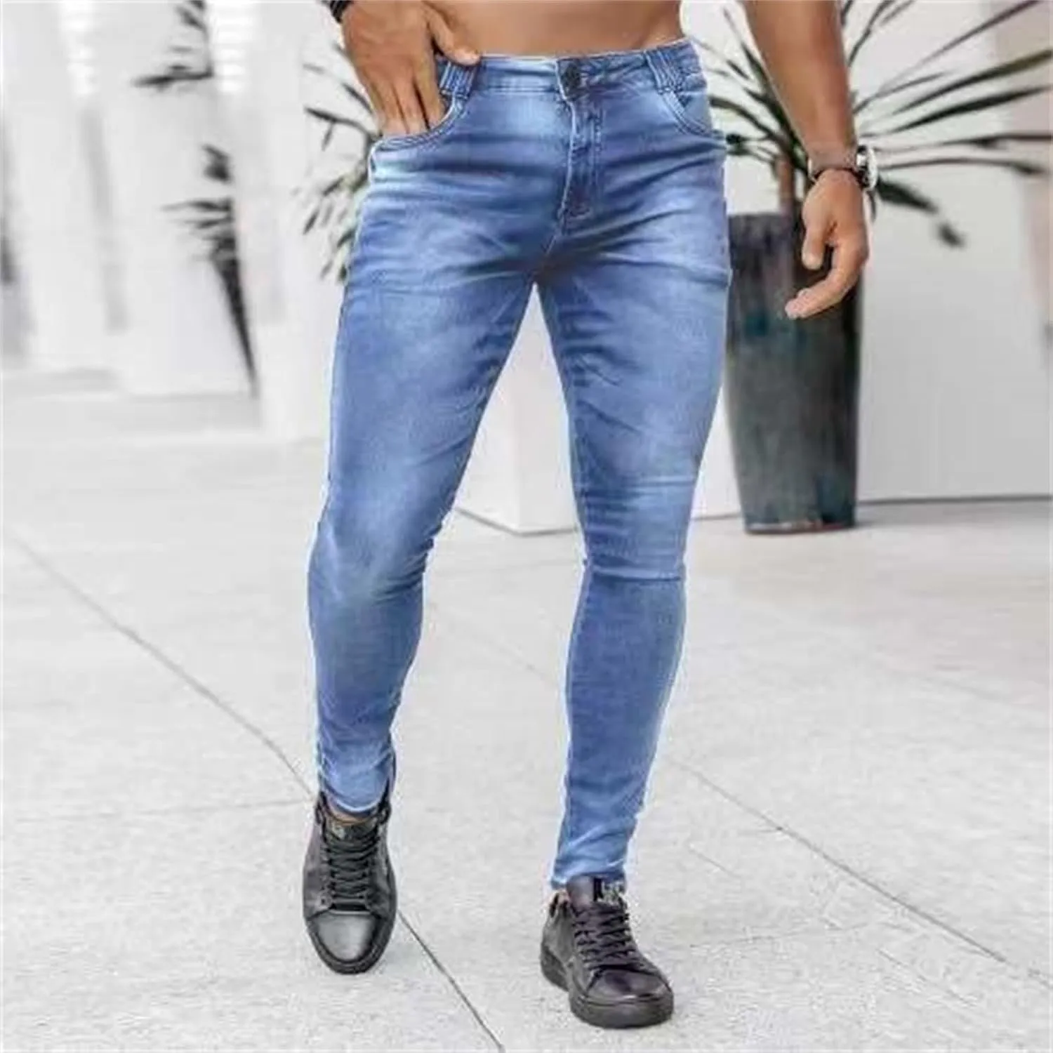 MIDOO Mens Jeans Slim Fit Straight Leg Casual Comfort Flex Waist Denim Pants Tapered Leg Fashion Skinny Jeans Trousers