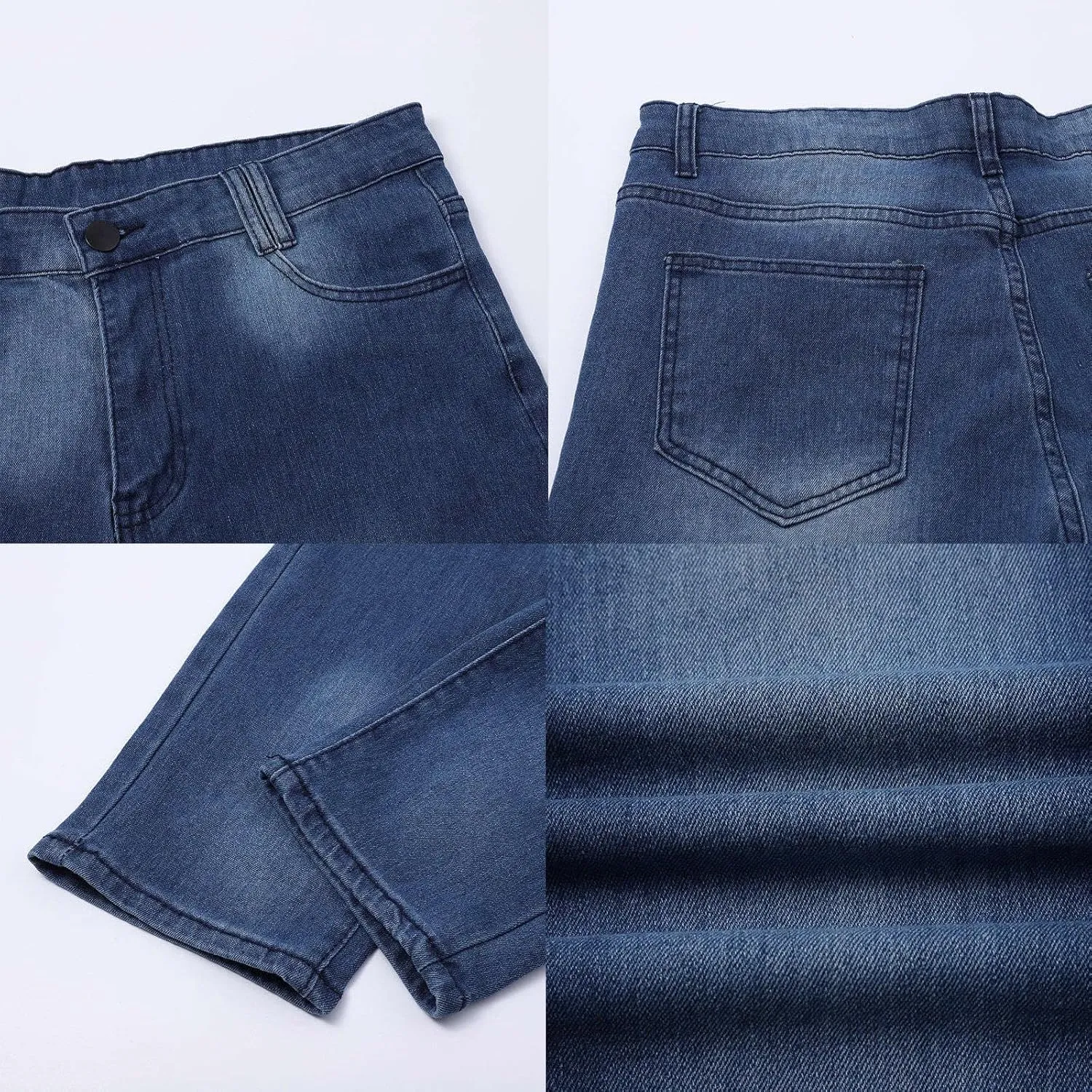 MIDOO Mens Jeans Slim Fit Straight Leg Casual Comfort Flex Waist Denim Pants Tapered Leg Fashion Skinny Jeans Trousers