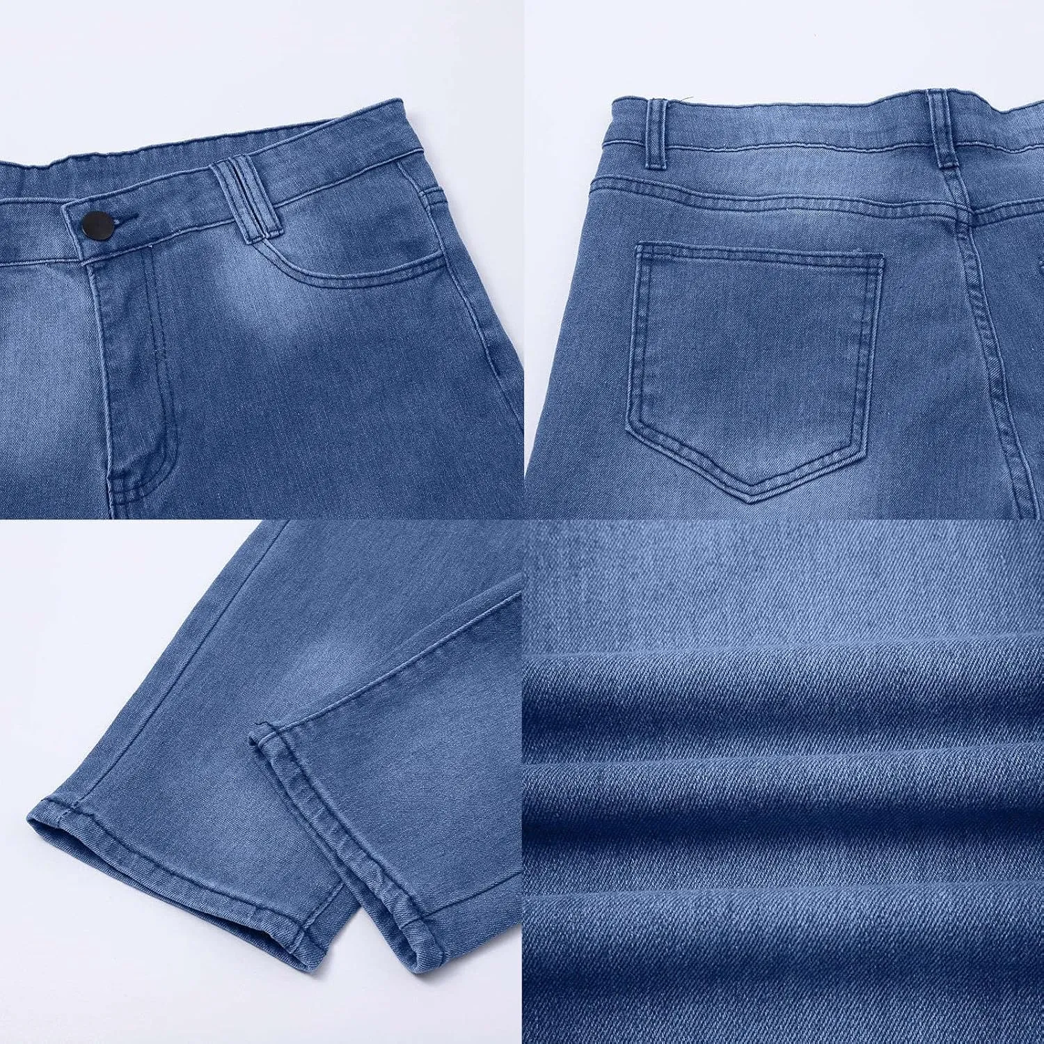 MIDOO Mens Jeans Slim Fit Straight Leg Casual Comfort Flex Waist Denim Pants Tapered Leg Fashion Skinny Jeans Trousers