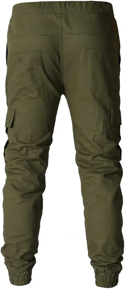 NATHGAM Fashion Mens Casual Pants Slim Fit Chino Pants Training Trousers Drawstring Jogger Pants Outdoor Cargo Pant Sweatpant