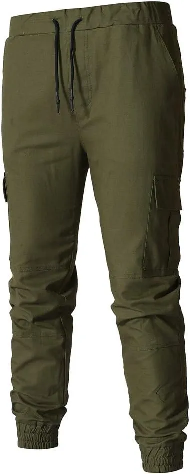 NATHGAM Fashion Mens Casual Pants Slim Fit Chino Pants Training Trousers Drawstring Jogger Pants Outdoor Cargo Pant Sweatpant
