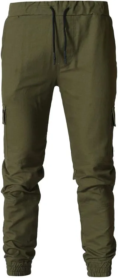 NATHGAM Fashion Mens Casual Pants Slim Fit Chino Pants Training Trousers Drawstring Jogger Pants Outdoor Cargo Pant Sweatpant