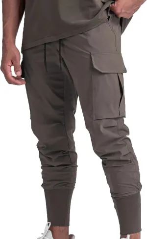 NATHGAM Mens Cargo Jogger Pants Slim Fit Tapered Sports Trousers Trendy Elastic Waist Waterproof Sweatpants Gym Workout Pants