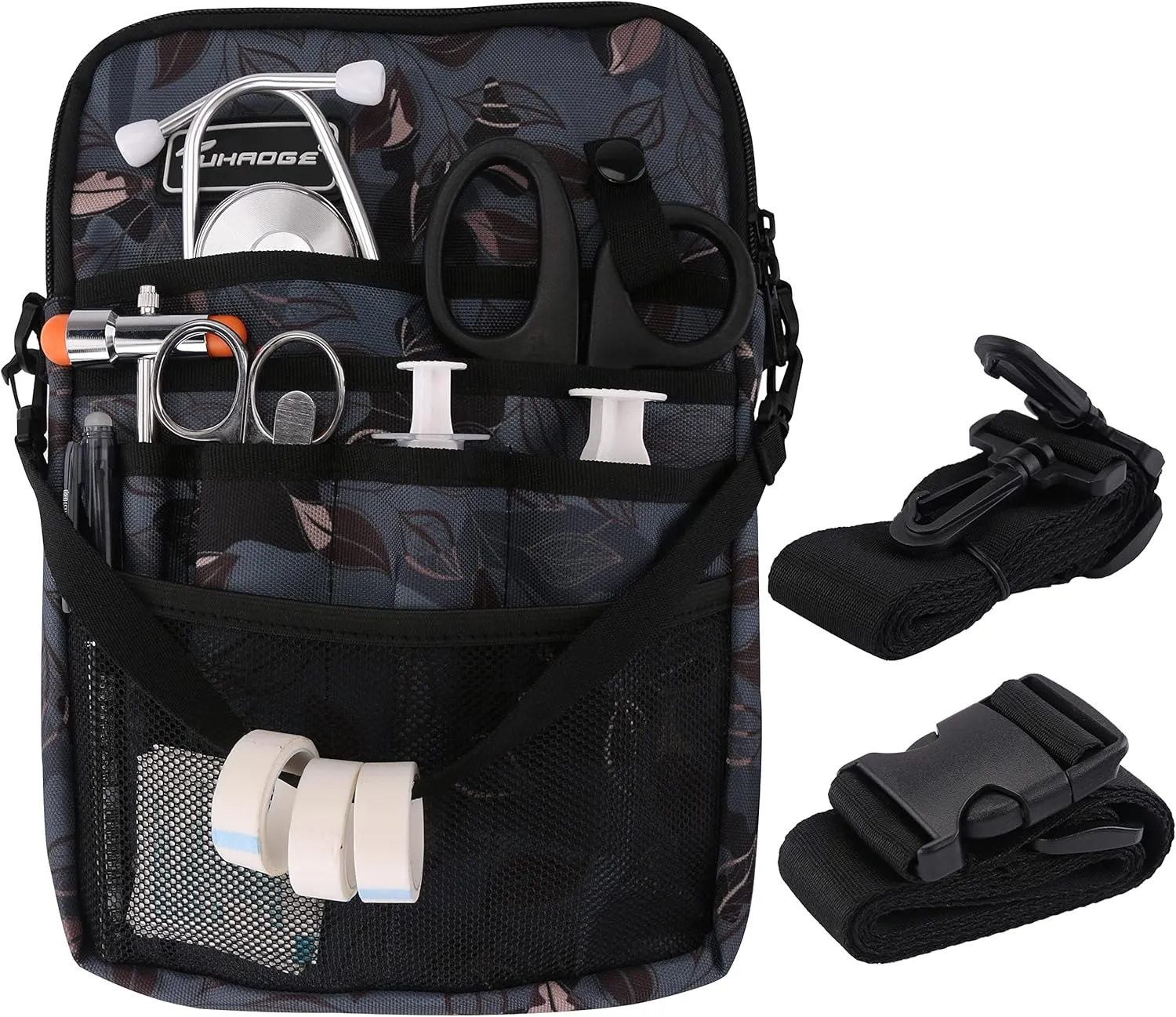 Nurse Fanny Pack with Tape Holder, Nurse Pocket Organizer for Medical Professionals12 Pockets Nurse Waist BagTHHS-KB-Ash Leaves