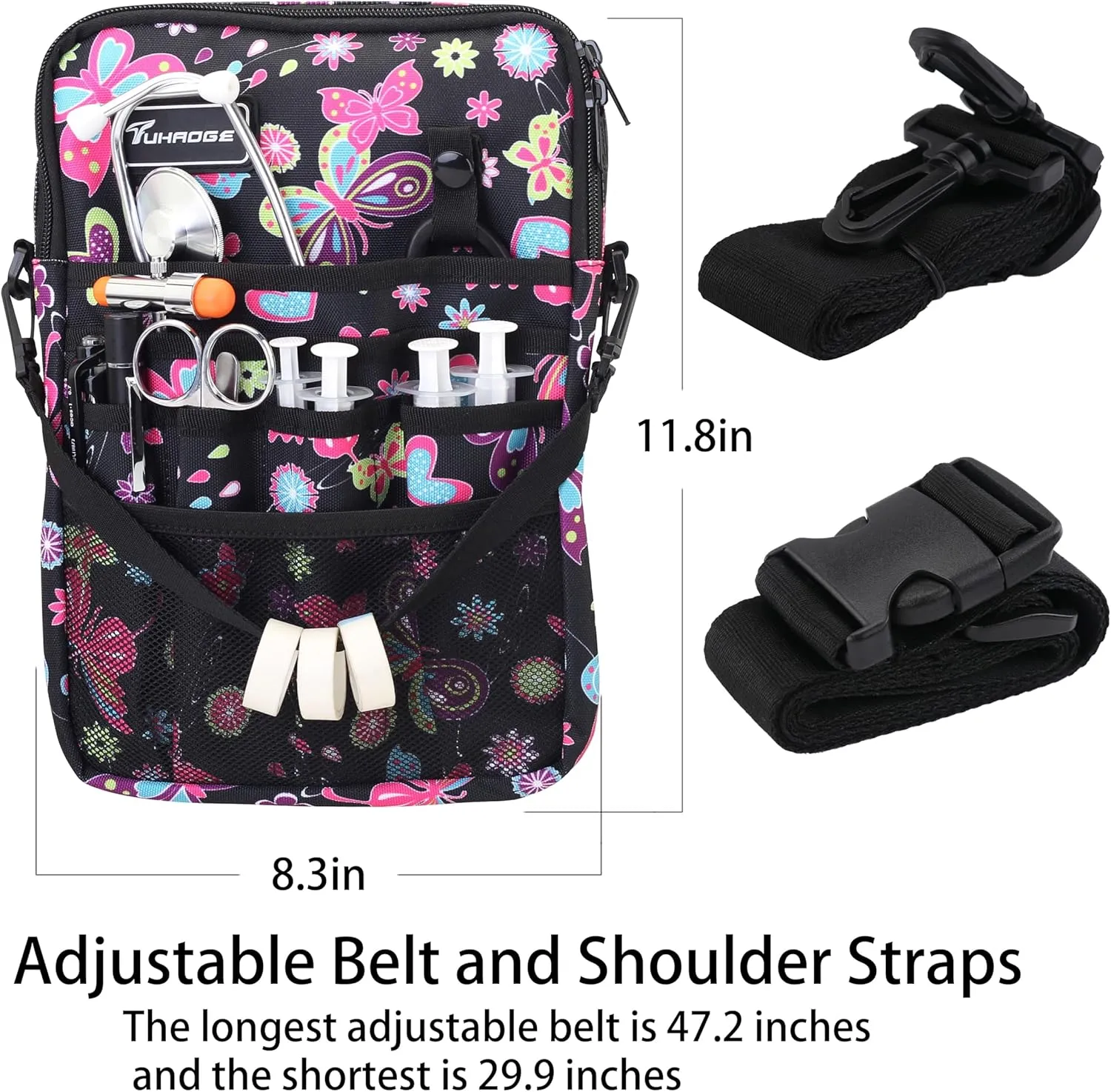 Nurse Fanny Pack with Tape Holder, Nurse Pocket Organizer for Medical Professionals12 Pockets Nurse Waist BagTHHS-KB-BHuDieHua