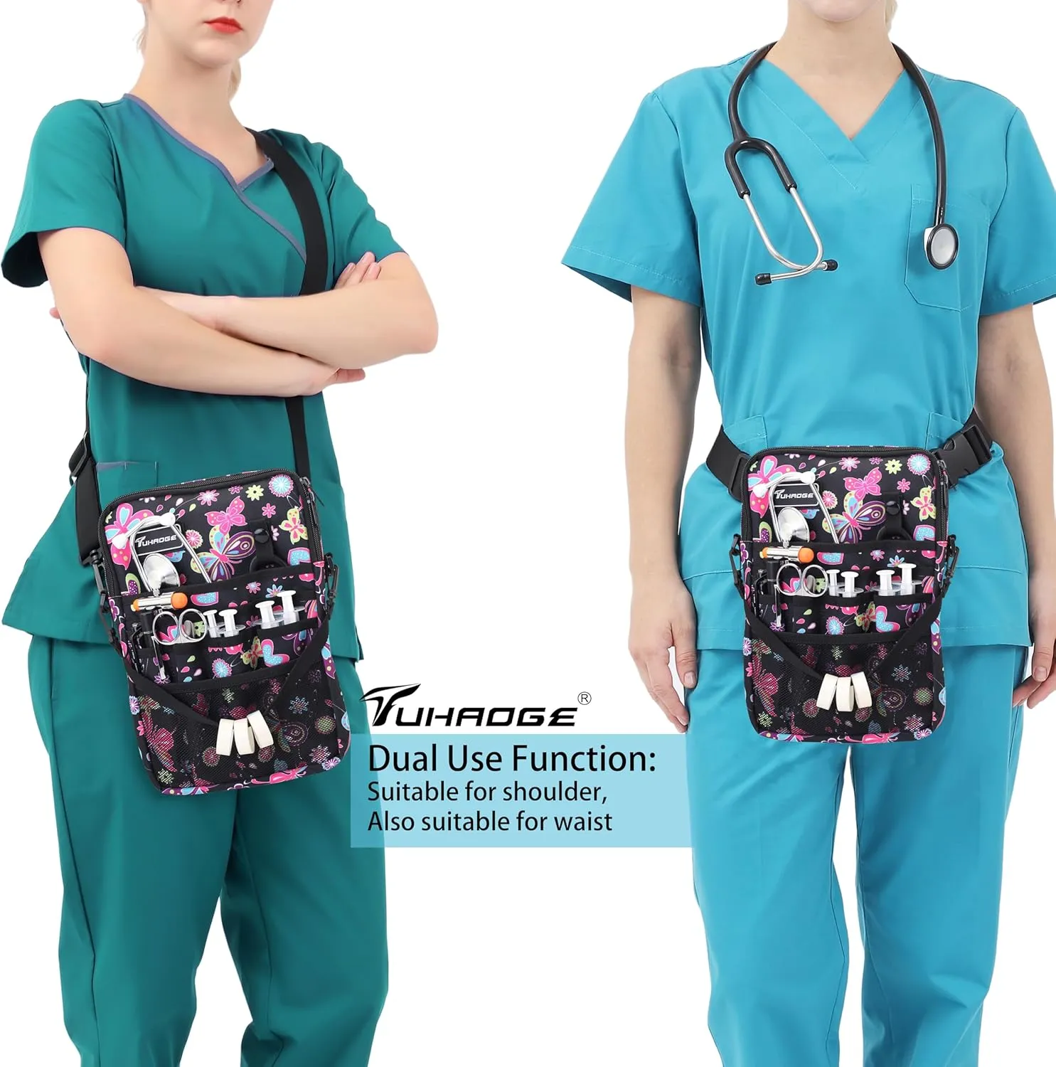 Nurse Fanny Pack with Tape Holder, Nurse Pocket Organizer for Medical Professionals12 Pockets Nurse Waist BagTHHS-KB-BHuDieHua