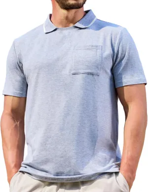 Opomelo Men's Casual Polo Shirts Fashion Slim Fit Polo Shirt Short Sleeve Flat Collar Golf Shirt with Pocket