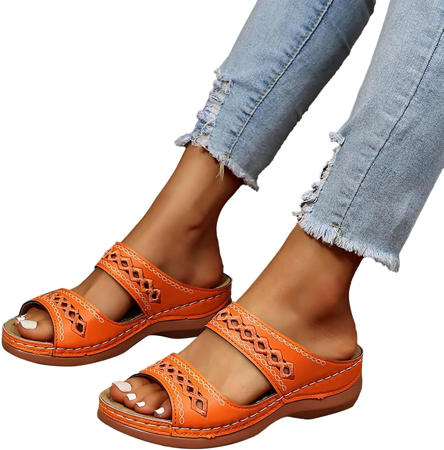 Orthopedic Wedge Sandals for Women Boho Slip on Sandals Shoe Beach Sandal Dress Shoes Comfortable Outdoor Shoes 2025