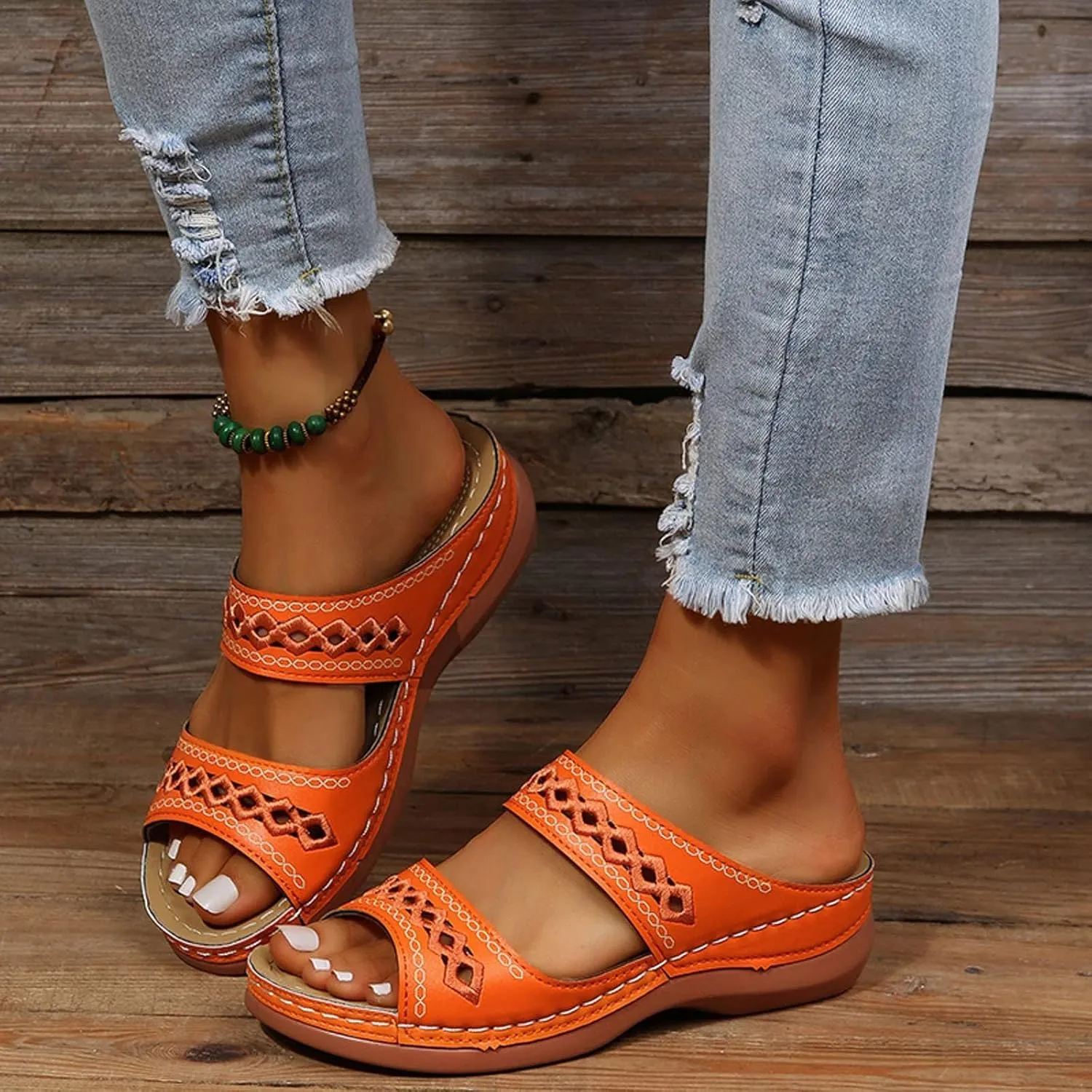 Orthopedic Wedge Sandals for Women Boho Slip on Sandals Shoe Beach Sandal Dress Shoes Comfortable Outdoor Shoes 2025