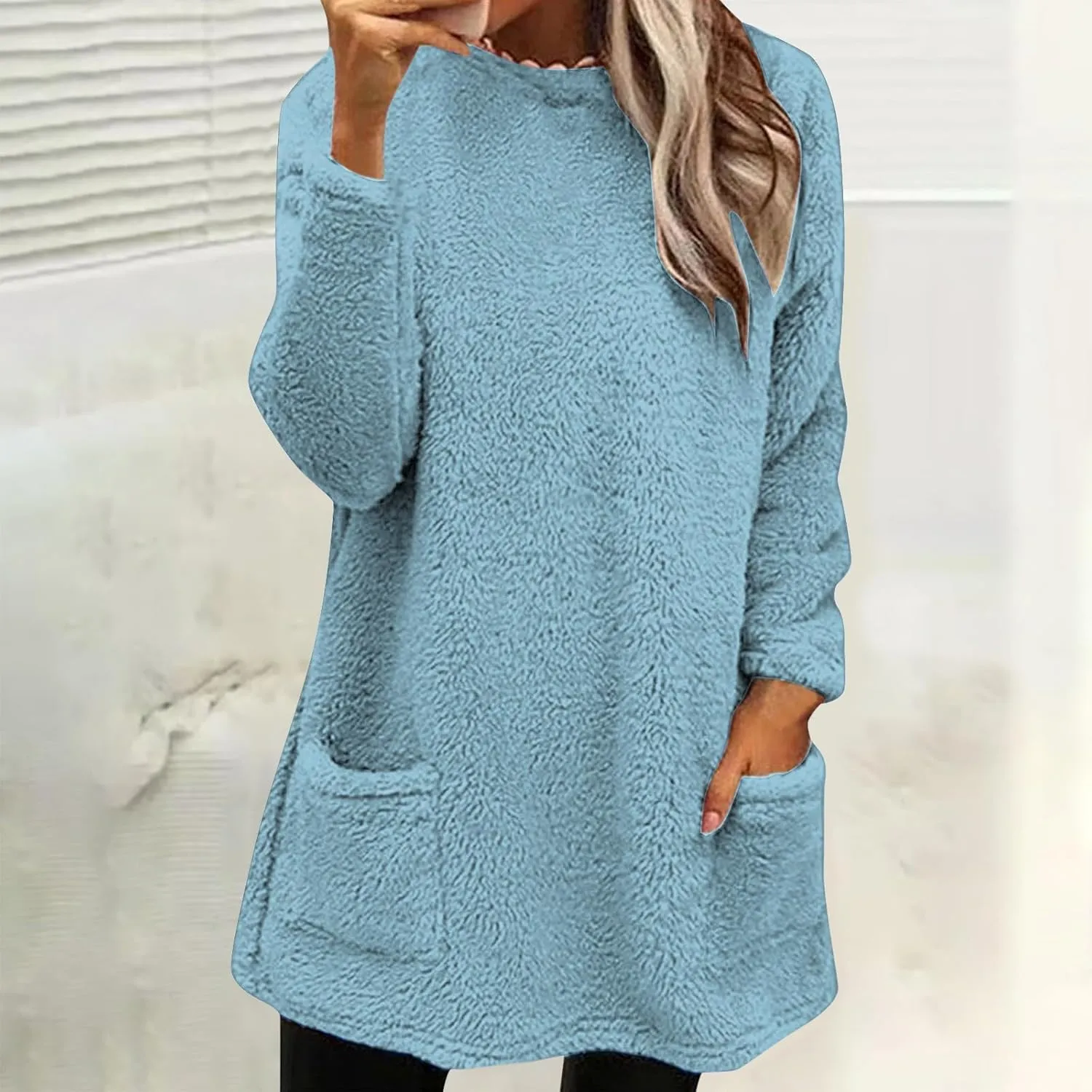 Oversized Fuzzy Fleece Sweatshirts for Women Fashion 2025 Parka Warm Outerwear Letter Print Loungewear with Pockets