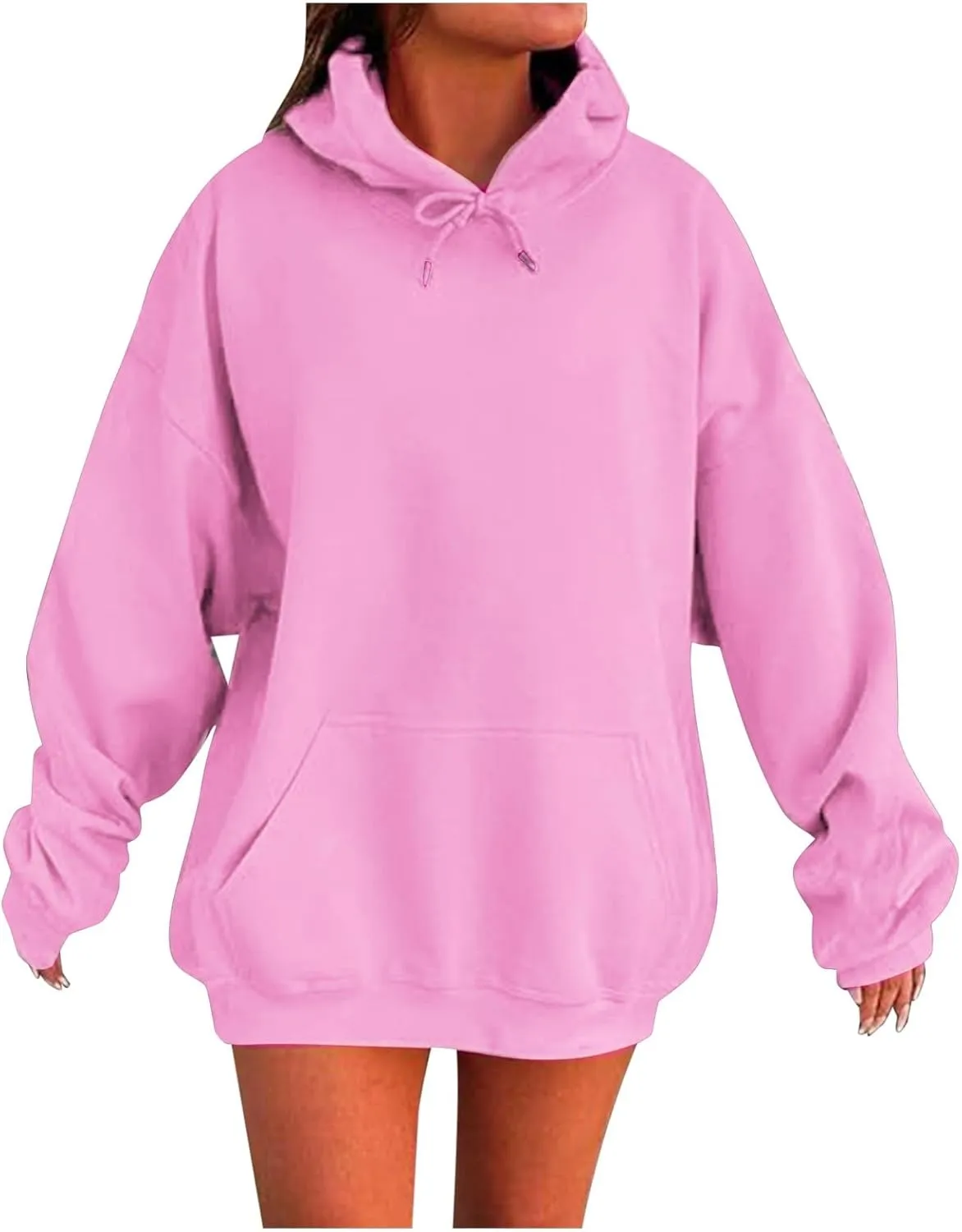 Oversized Hoodies for Women Plus Size Sweatshirts Pullover Cute Pink Hoodie Long Sleece Winter Tops with Pcokets