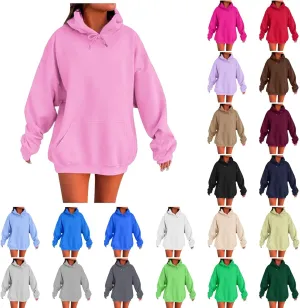Oversized Hoodies for Women Plus Size Sweatshirts Pullover Cute Pink Hoodie Long Sleece Winter Tops with Pcokets
