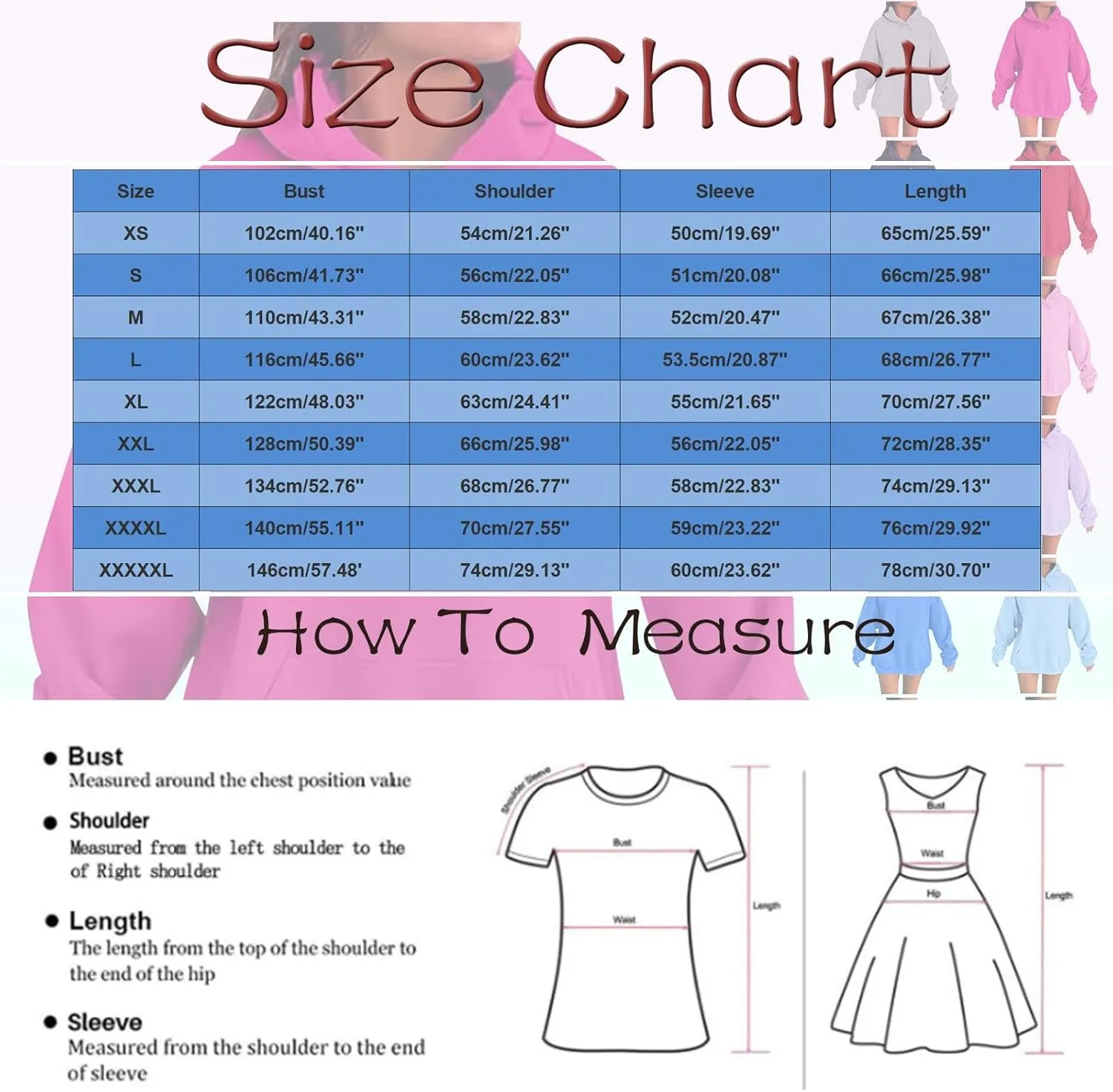 Oversized Hoodies for Women Plus Size Sweatshirts Pullover Cute Pink Hoodie Long Sleece Winter Tops with Pcokets
