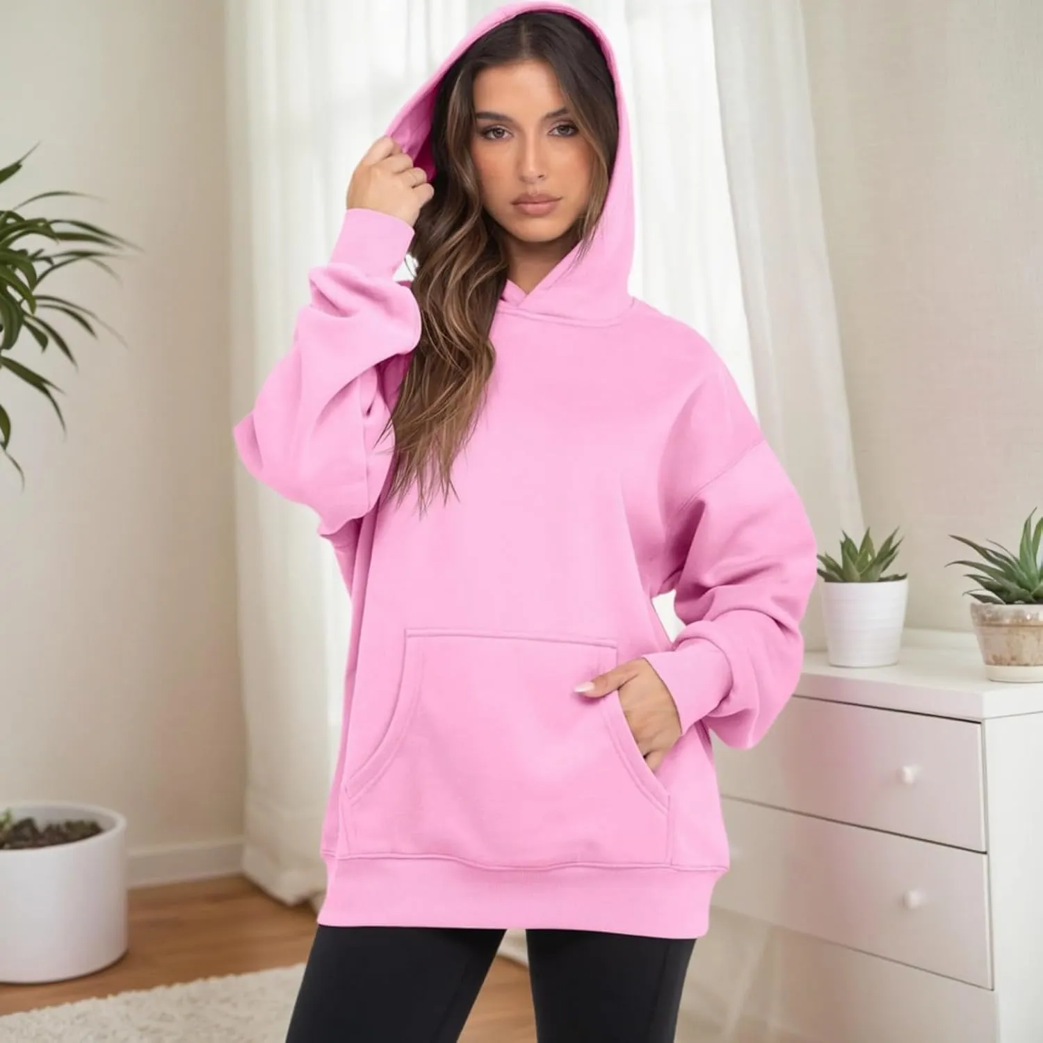Oversized Hoodies for Women Trendy Fleece Sweatshirts Casual Hooded Sweatshirt with Pockets Long Sleeve Y2K Hoodies