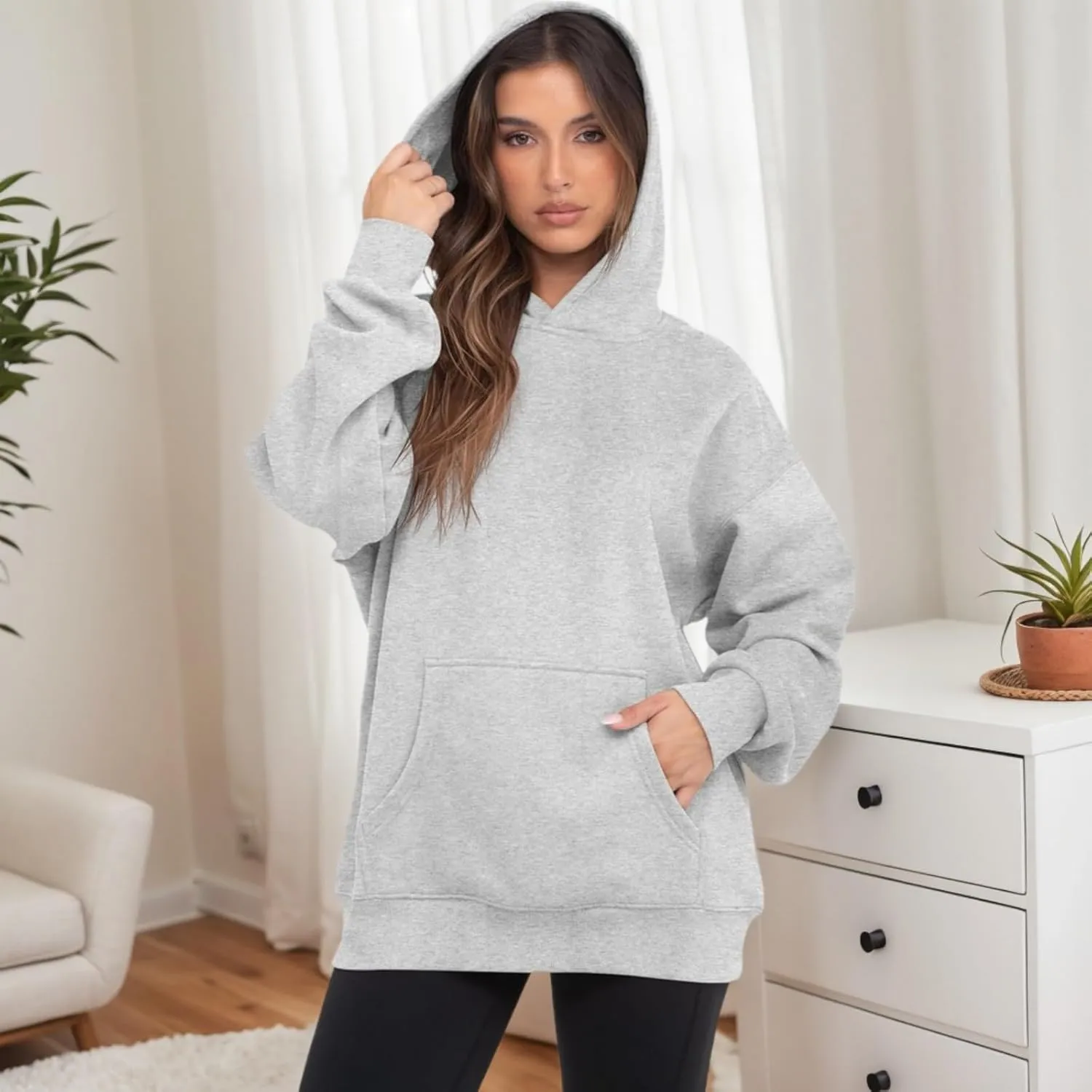 Oversized Hoodies for Women Trendy Fleece Sweatshirts Casual Hooded Sweatshirt with Pockets Long Sleeve Y2K Hoodies