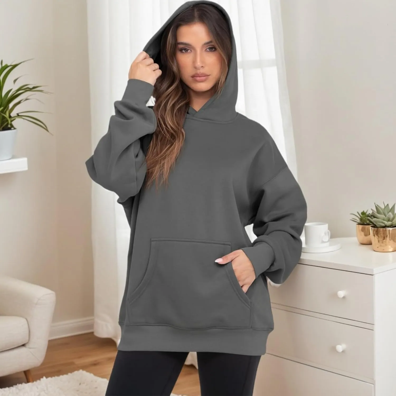 Oversized Hoodies for Women Trendy Fleece Sweatshirts Casual Hooded Sweatshirt with Pockets Long Sleeve Y2K Hoodies