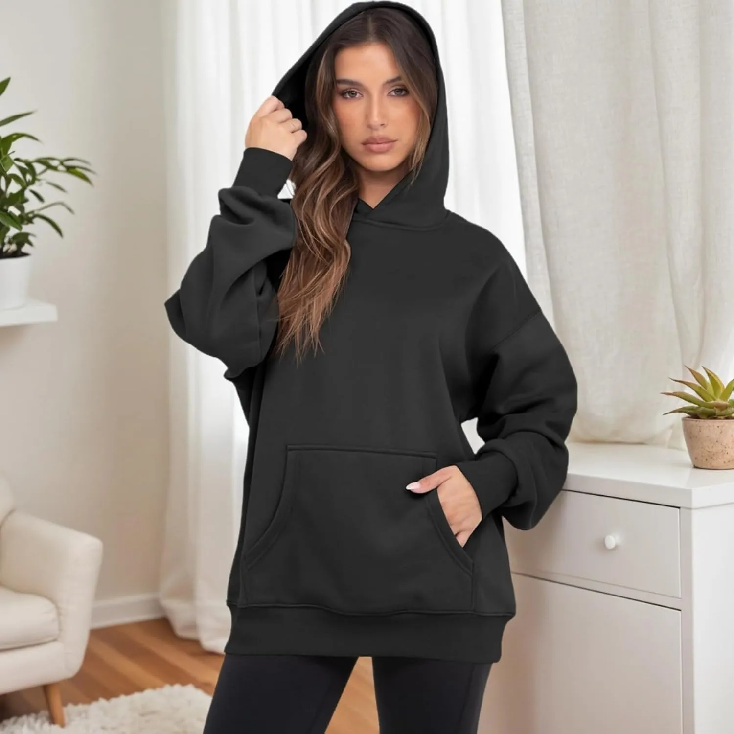 Oversized Hoodies for Women Trendy Fleece Sweatshirts Casual Hooded Sweatshirt with Pockets Long Sleeve Y2K Hoodies