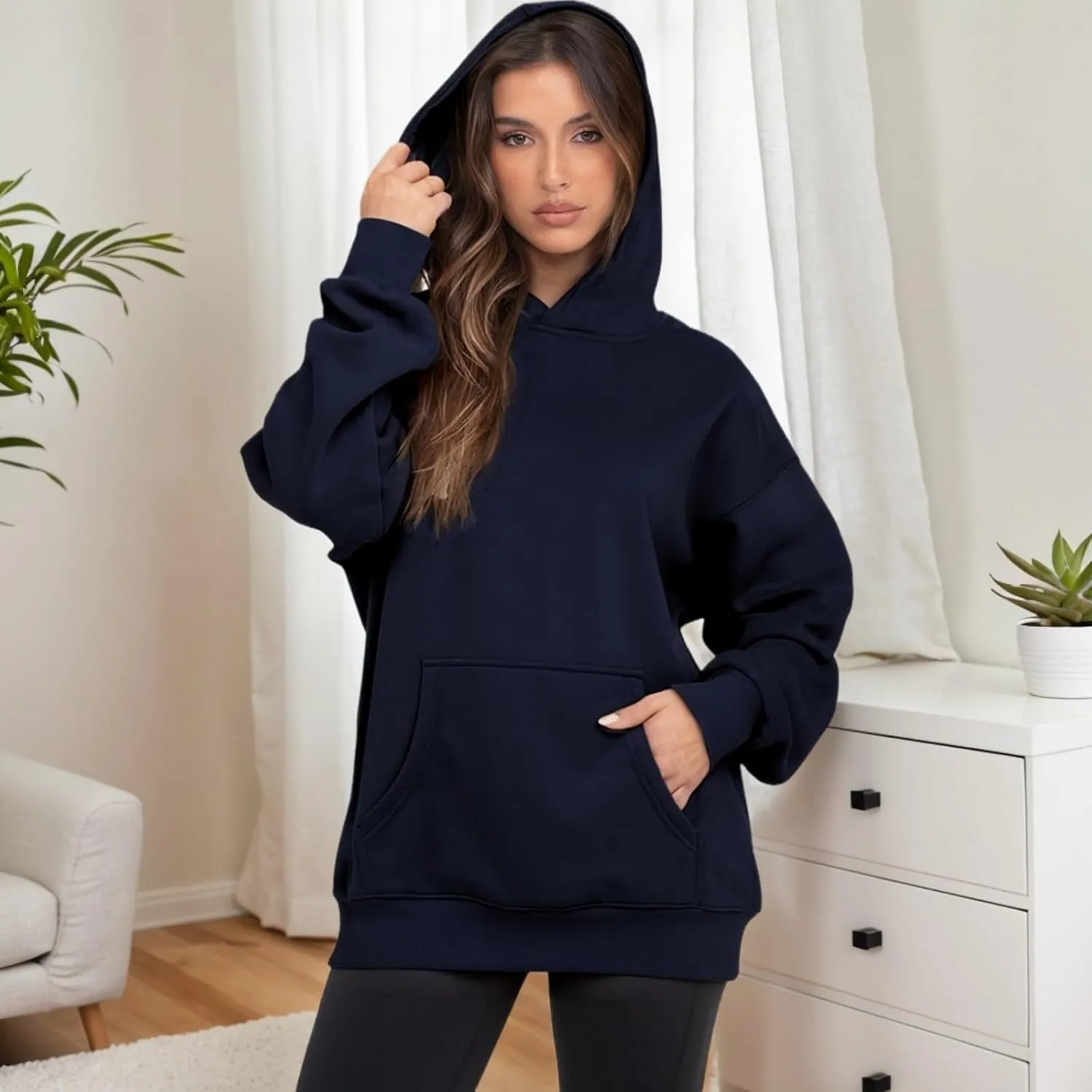 Oversized Hoodies for Women Trendy Fleece Sweatshirts Casual Hooded Sweatshirt with Pockets Long Sleeve Y2K Hoodies