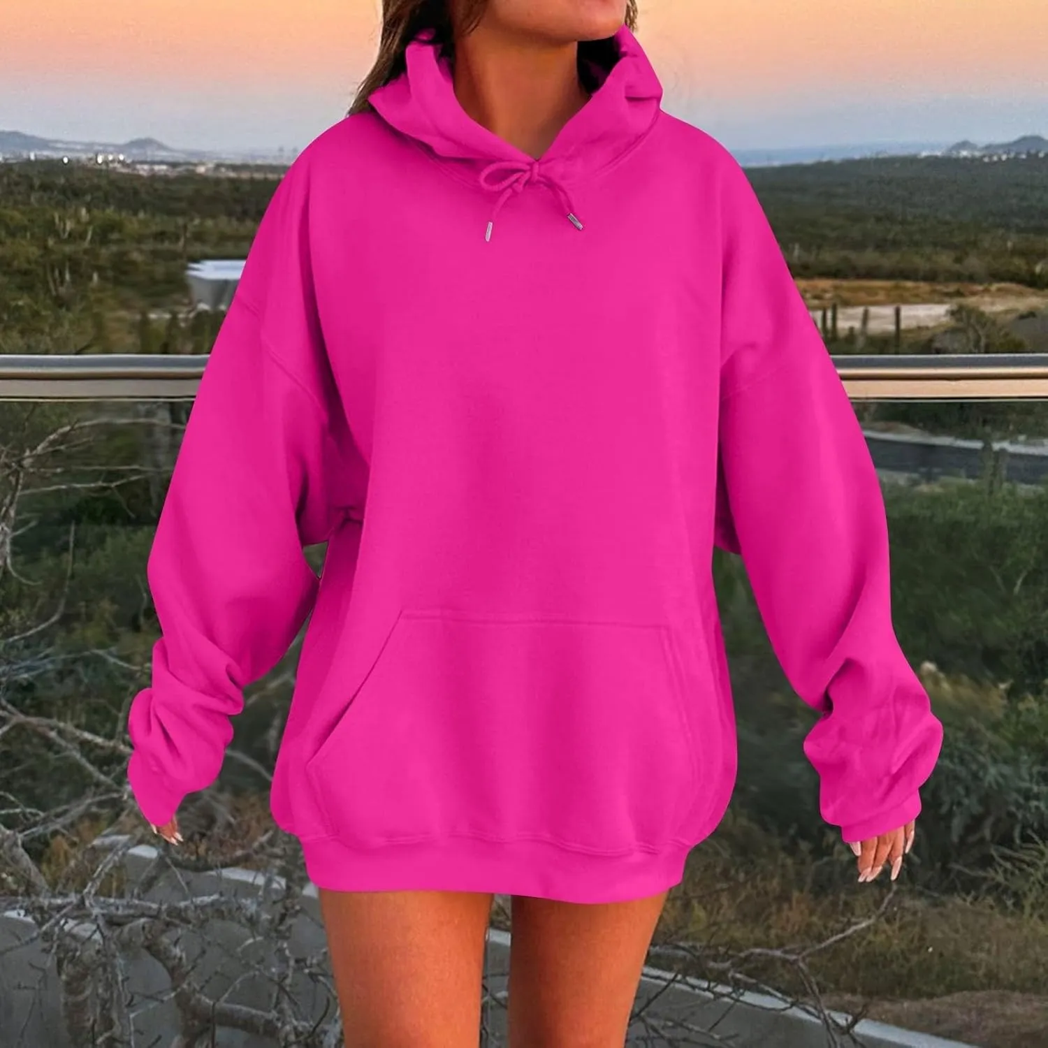 Oversized Hoodies for Women Winter Cute Drawstring Sweatshirts Pullover 2024 Fashion Solid Tops Trendy Casual Outfits