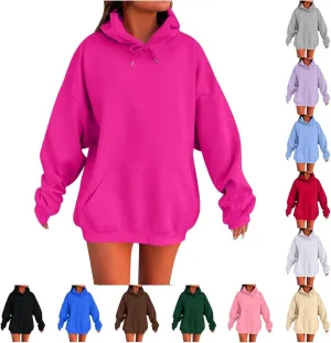Oversized Hoodies for Women Winter Cute Drawstring Sweatshirts Pullover 2024 Fashion Solid Tops Trendy Casual Outfits