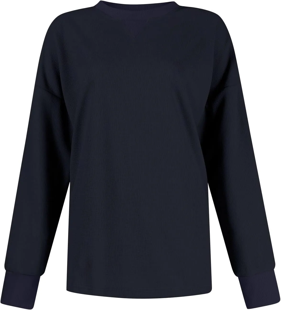 Oversized Sweatshirt for Women Drop Shoulder Crewneck Sweatshirts Casual Color Block Pullovers Waffle Knit Tops