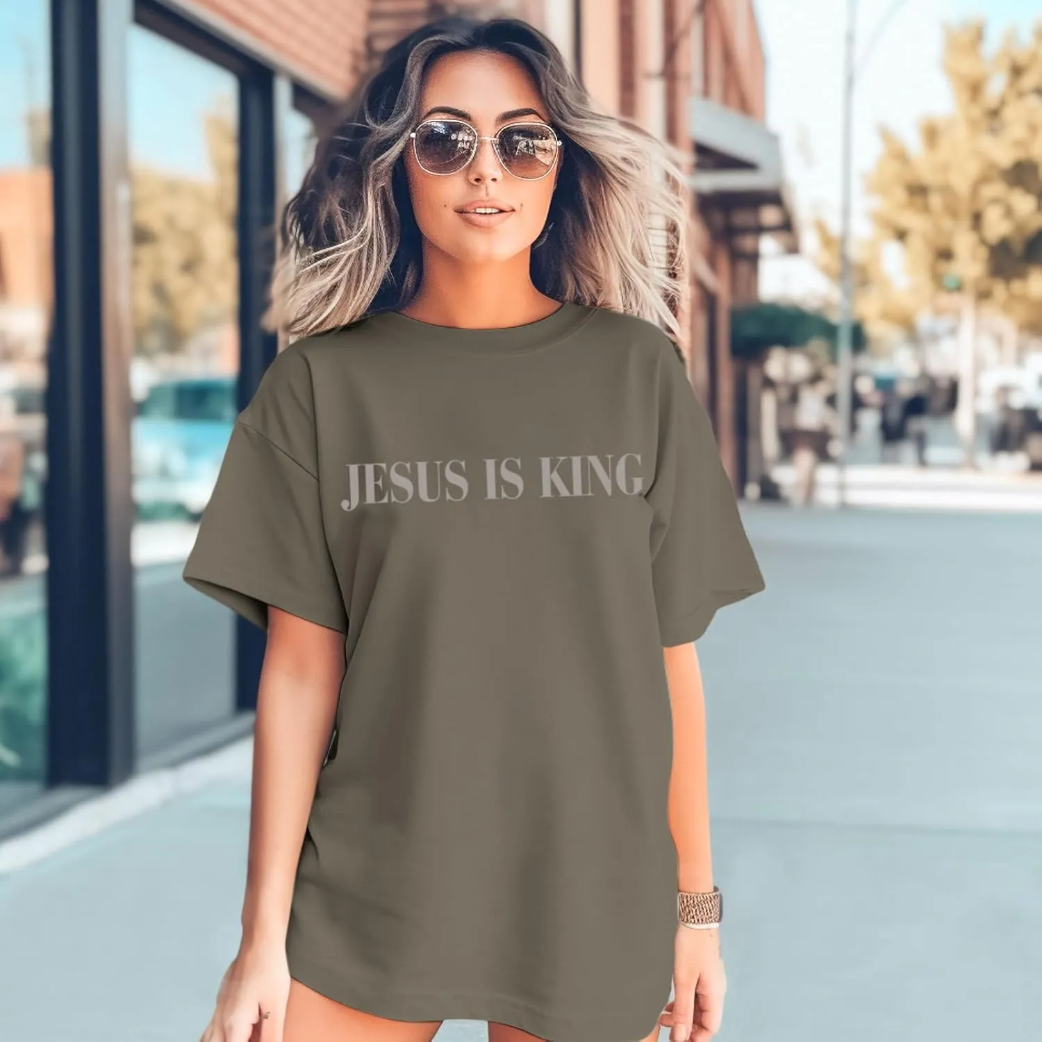 Oversized Tshirts for Women Christian Jesus is King Shirt Faith Religious Sayings Tees Loose Casual Bible Verse Tops