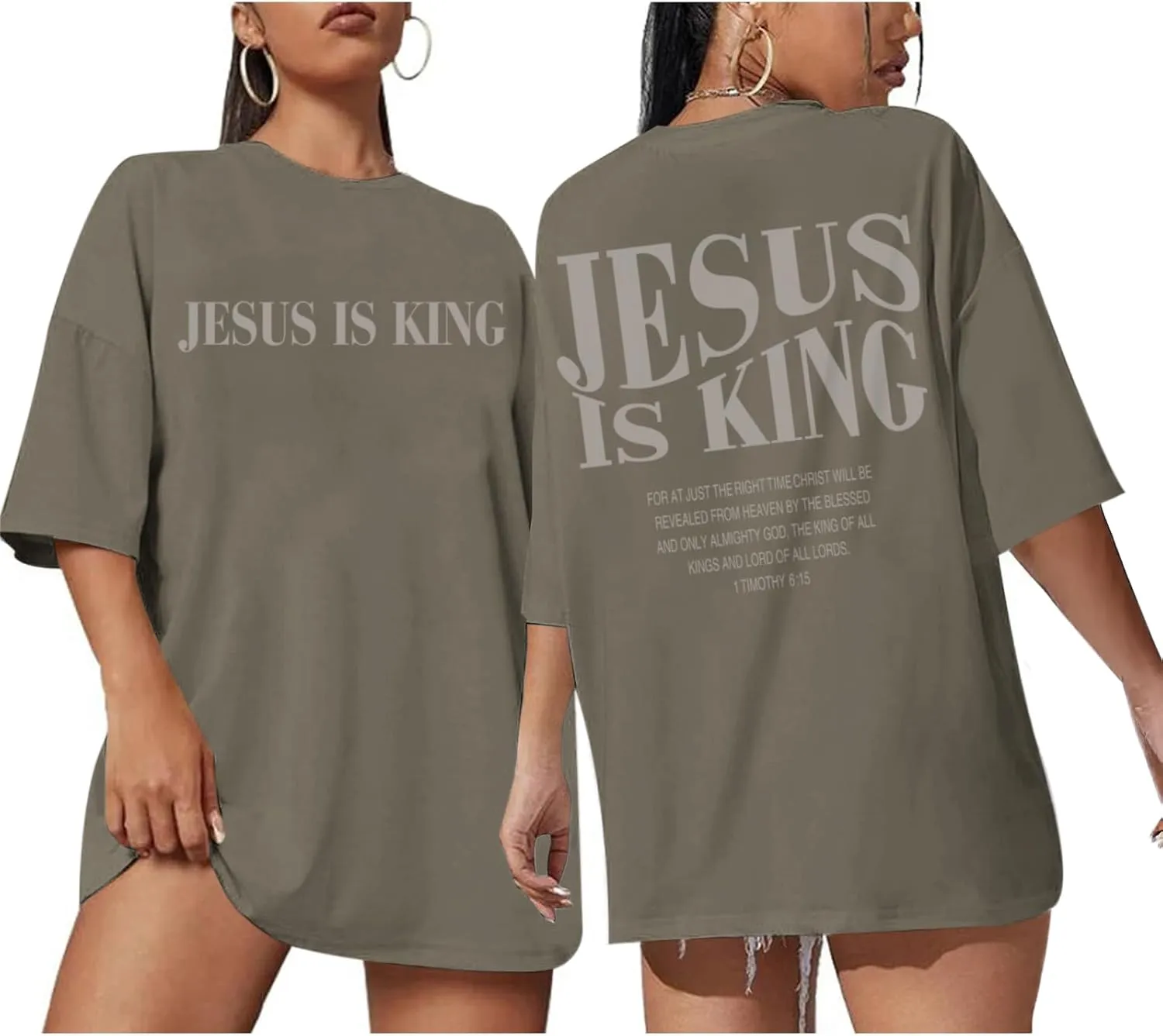 Oversized Tshirts for Women Christian Jesus is King Shirt Faith Religious Sayings Tees Loose Casual Bible Verse Tops