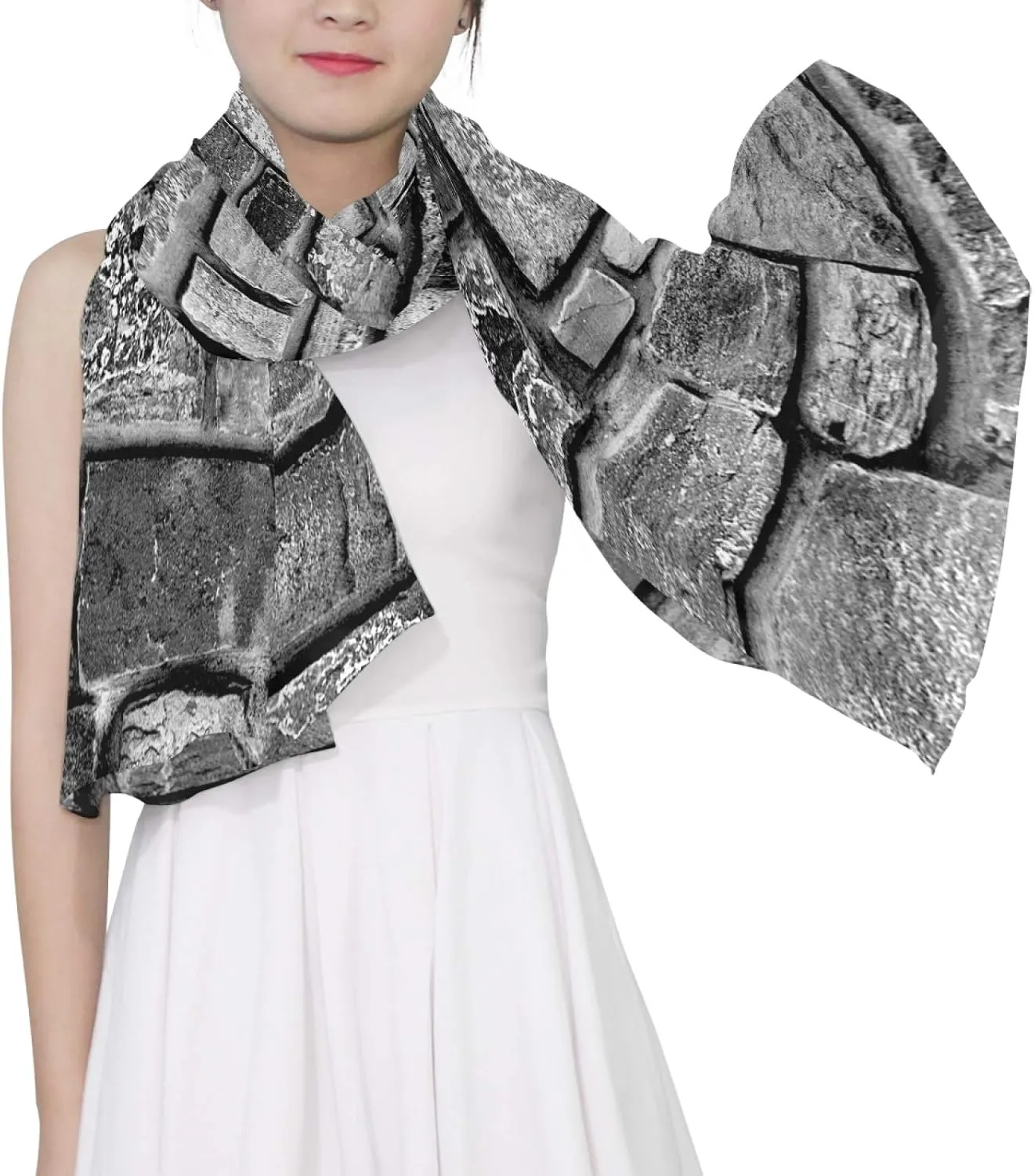 Oyihfvs Woman Long Silk Scarf Soft Head Wrap Silk Shawl stole