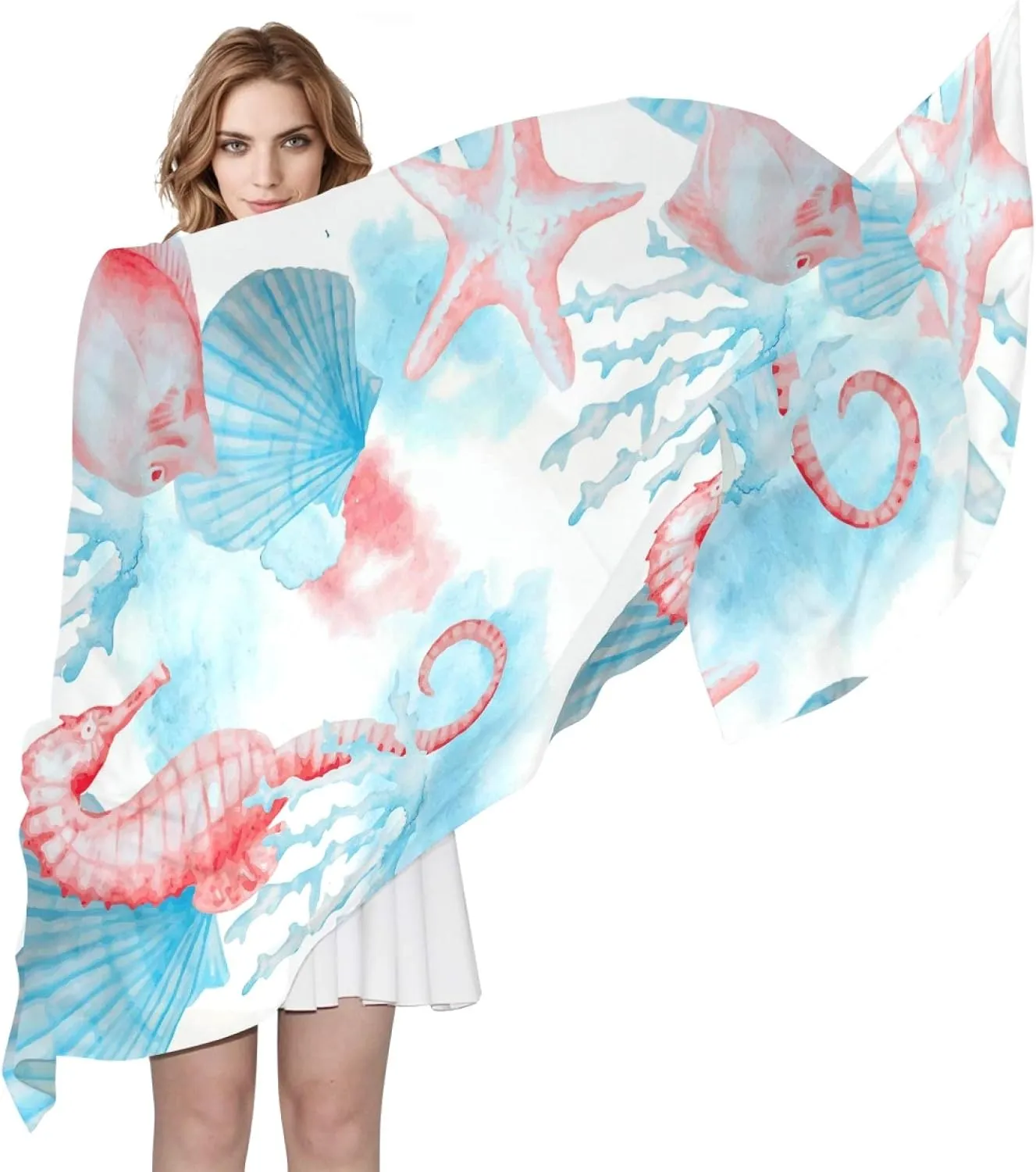 Oyihfvs Woman Long Silk Scarf Soft Head Wrap Silk Shawl stole