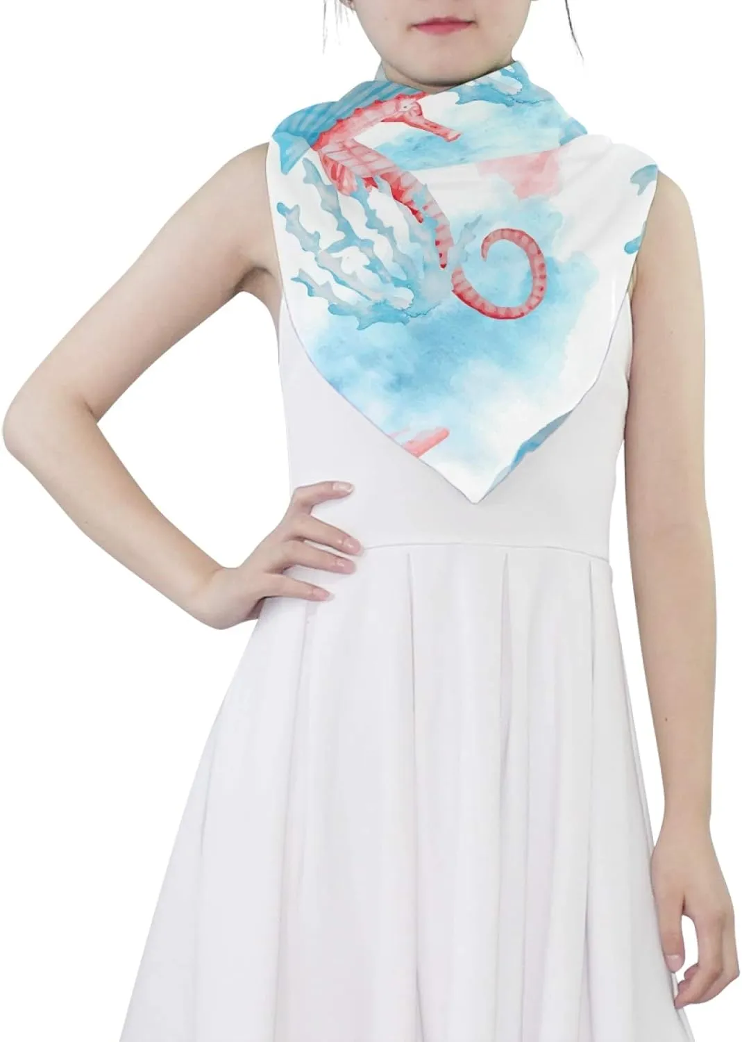 Oyihfvs Woman Long Silk Scarf Soft Head Wrap Silk Shawl stole