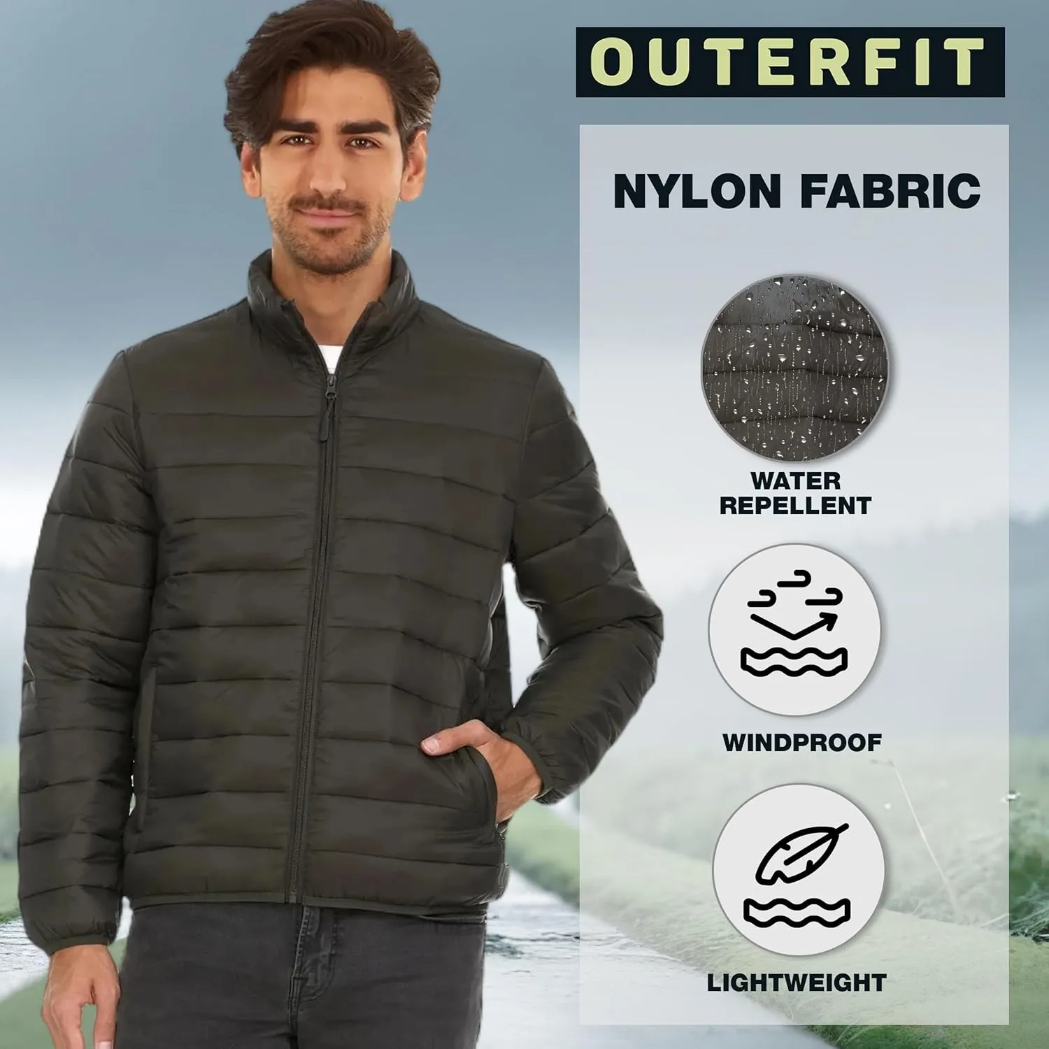 Packable Puffer Jacket Men, Warm Lightweight Winter Jackets for Men