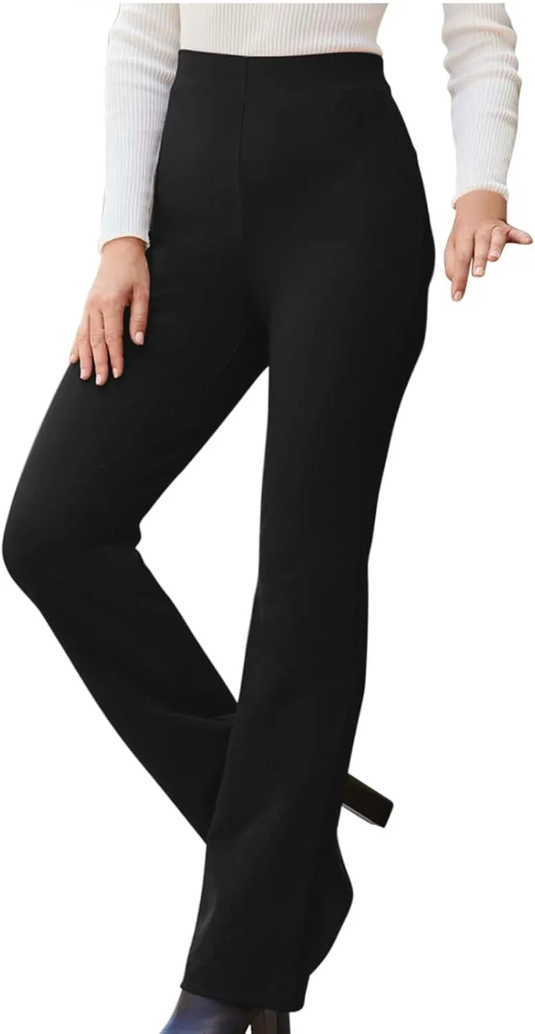 Pants for Women Comfort Stretch Loose Fit Leg Skinny High Waist Pull On Pants for Business Work Dress Bootcut Trousers