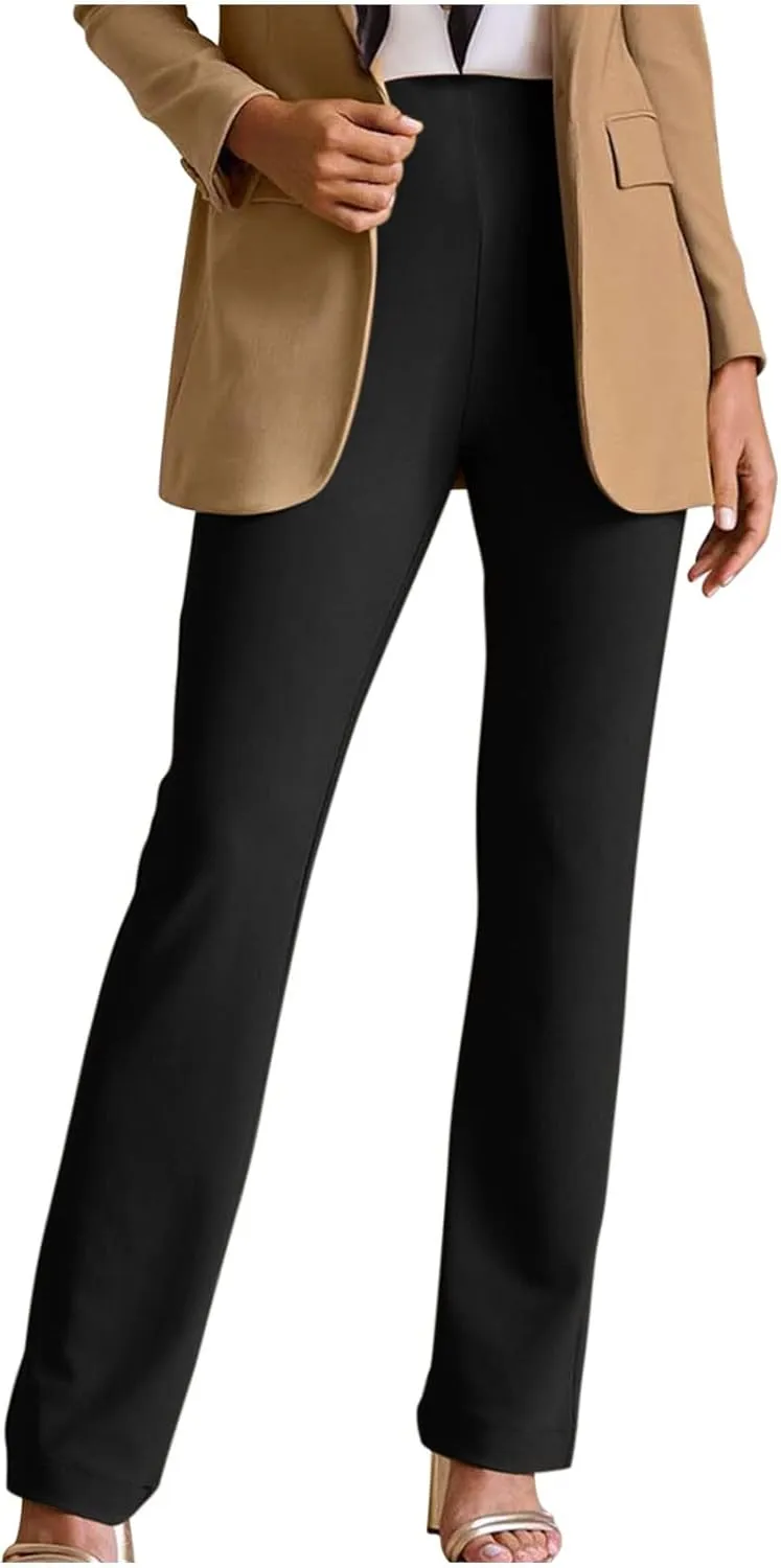 Pants for Women Comfort Stretch Loose Fit Leg Skinny High Waist Pull On Pants for Business Work Dress Bootcut Trousers