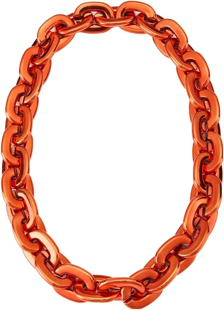 Passed colorfast test,Large Fake Plastic Chain, Hip-hop Rapper Big Chunky Fake Gold Chain, Super long Detachable, Non-fading Party Clothing Plastic Jewelry Necklace Decoration, Women and Men.