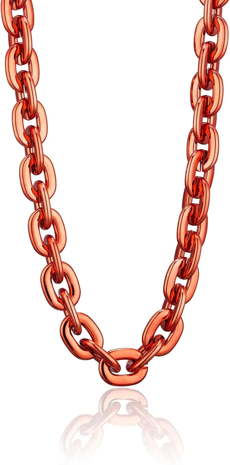 Passed colorfast test,Large Fake Plastic Chain, Hip-hop Rapper Big Chunky Fake Gold Chain, Super long Detachable, Non-fading Party Clothing Plastic Jewelry Necklace Decoration, Women and Men.