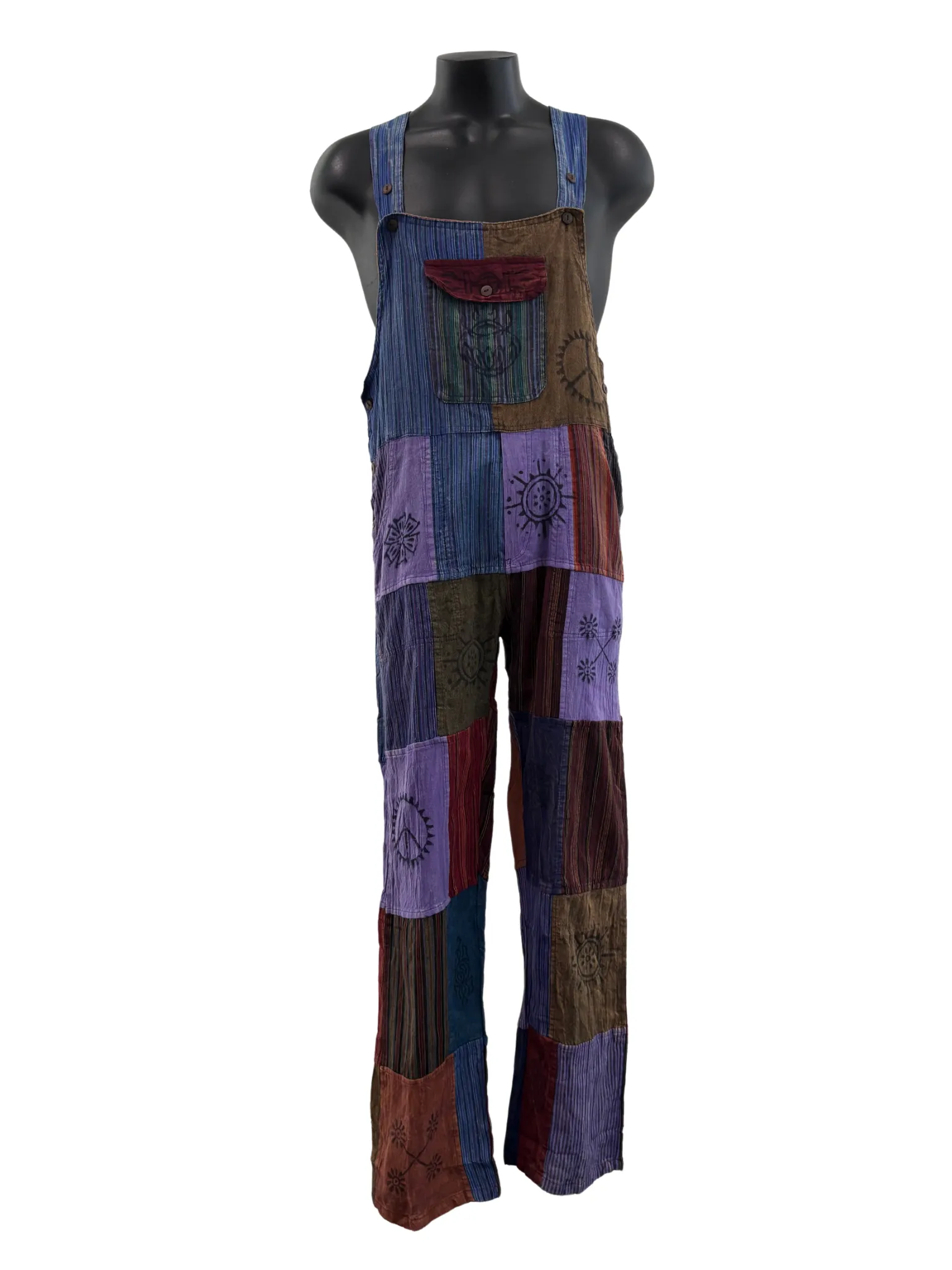 Patchwork Straight leg overalls Purple