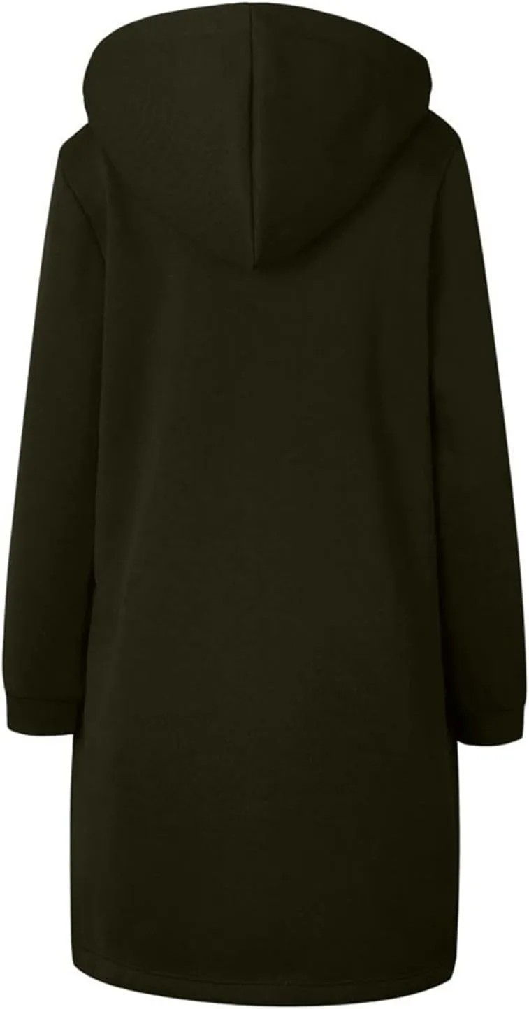 PeQAQ Women's 2024 Plus Size Hooded Coat Lightweight Fall Jacket Long Zipper Sweatshirts Fashion Trendy Casual Trench Coat