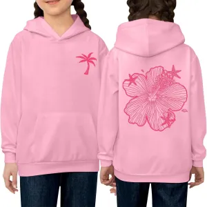 Pink Pom Puff Hoodie - Kids Fleece Sweatshirt with Graphic Logo for Boys & Girls Aged 4-5