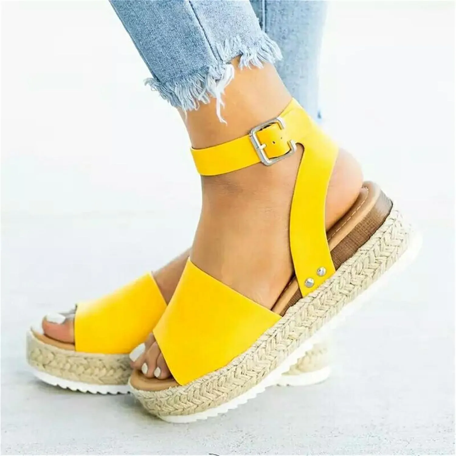 Platform Sandals for Women Comfortable Open Toe Buckle Sandals Stylish Dressy Summer Walking Shoes Casual Beach Boho Sandal Footwear