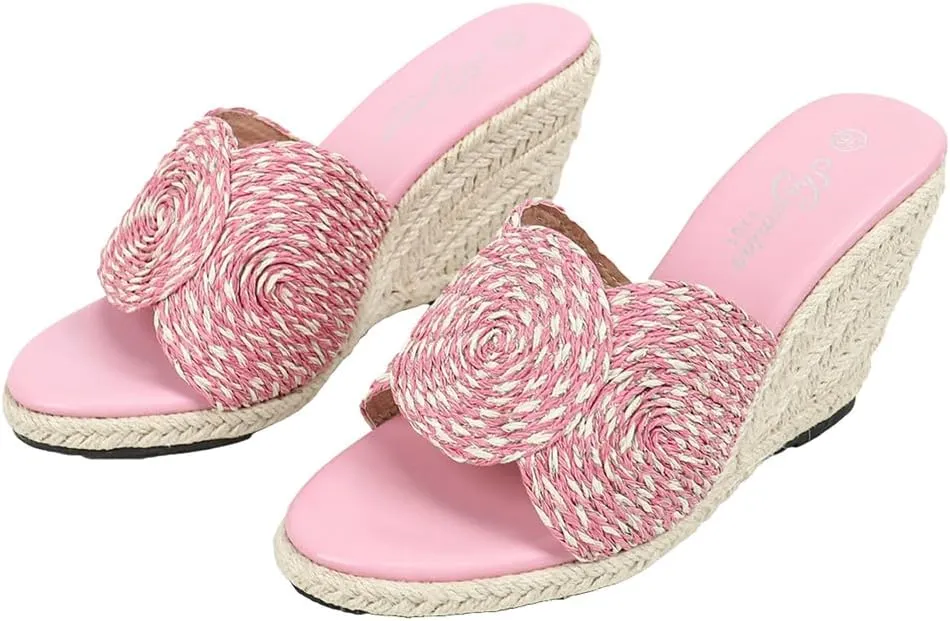 Platform Wedge Sandals for Women Trendy Hemp Rope Slides Slippers Orthopedic Sandals with Arch Support Summer Dressy Shoes