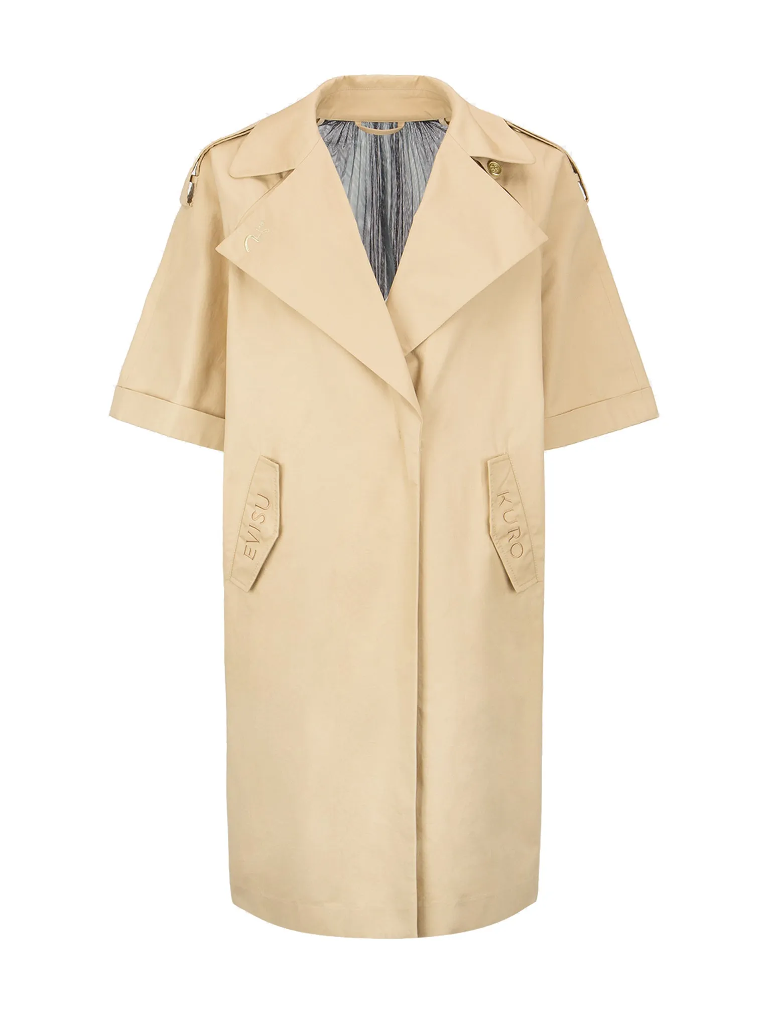 Pleated-Mesh Panelled Trench Jacket