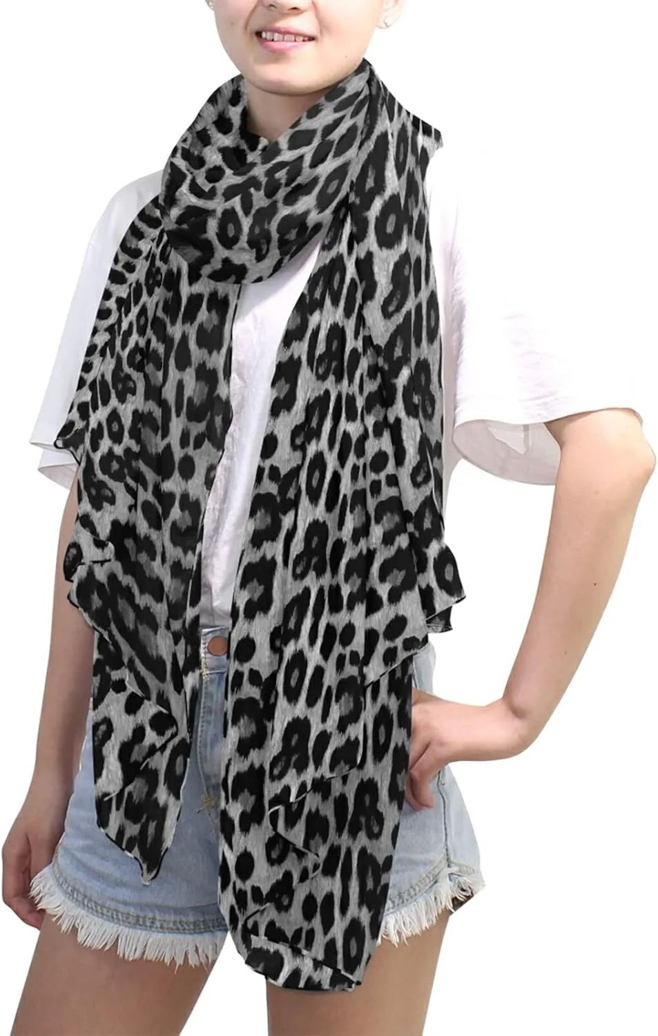 Poeticcity Women Long Silk Scarf, Satin Shawl Chiffon Large Stole Headscarf Sunscreen Wrap