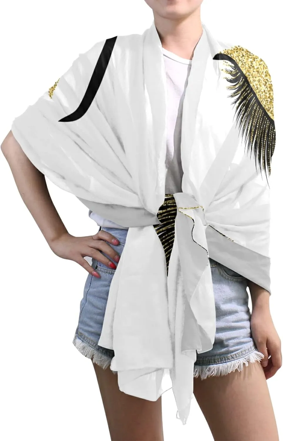 Poeticcity Women Long Silk Scarf, Satin Shawl Chiffon Large Stole Headscarf Sunscreen Wrap