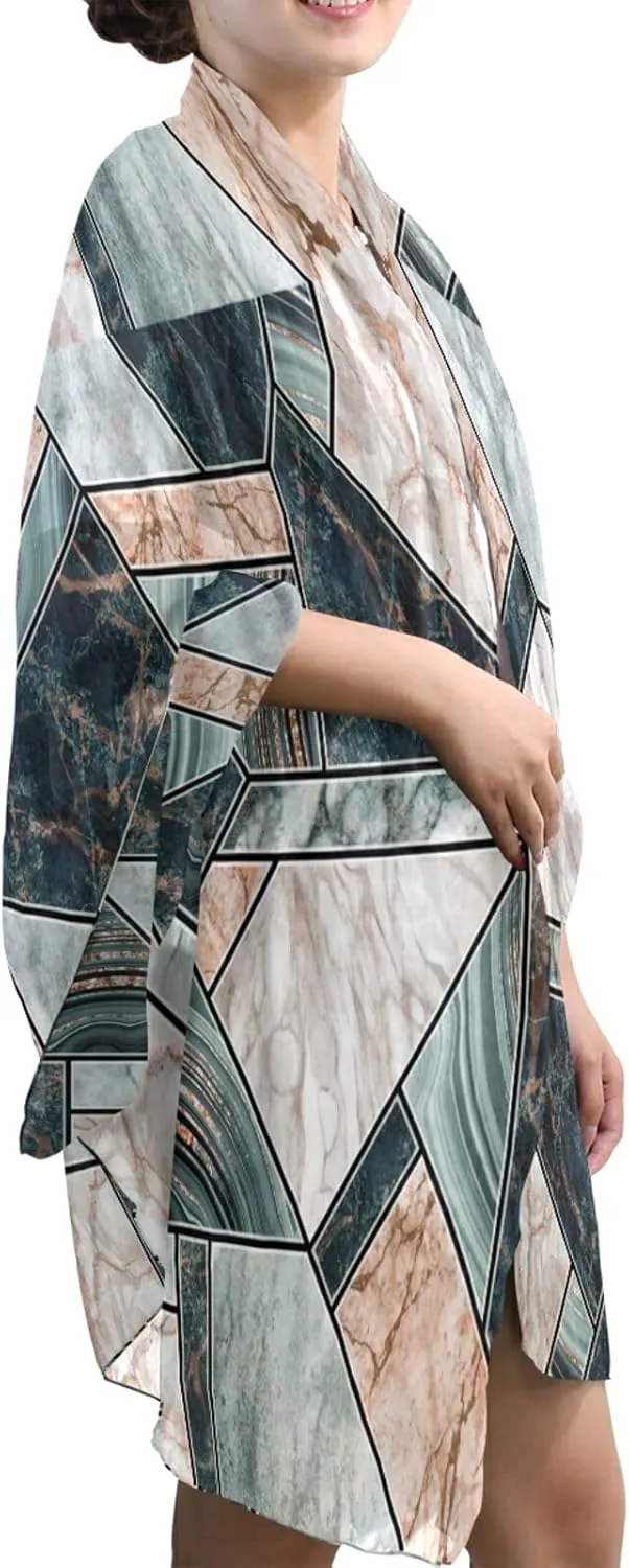 Poeticcity Women Long Silk Scarf, Satin Shawl Chiffon Large Stole Headscarf Sunscreen Wrap