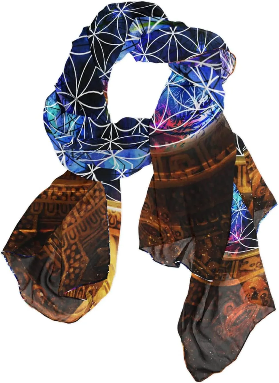 Poeticcity Women Long Silk Scarf, Satin Shawl Chiffon Large Stole Headscarf Sunscreen Wrap